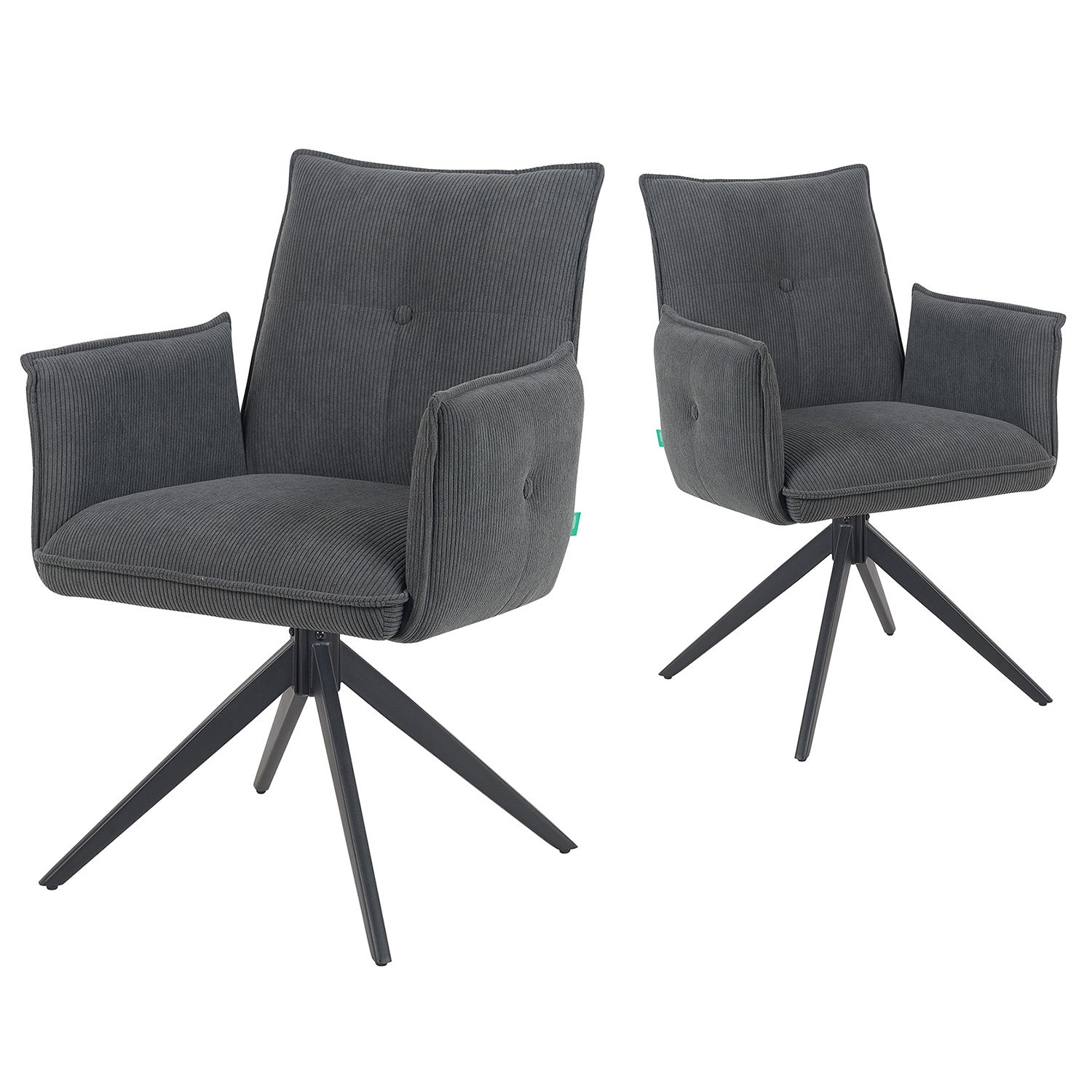 Esszimmerstuhl Mika-Nina 2er-Set | 360° drehbar | Metall pulverbeschichtet Matt-Schwarz | DUBI Möbel