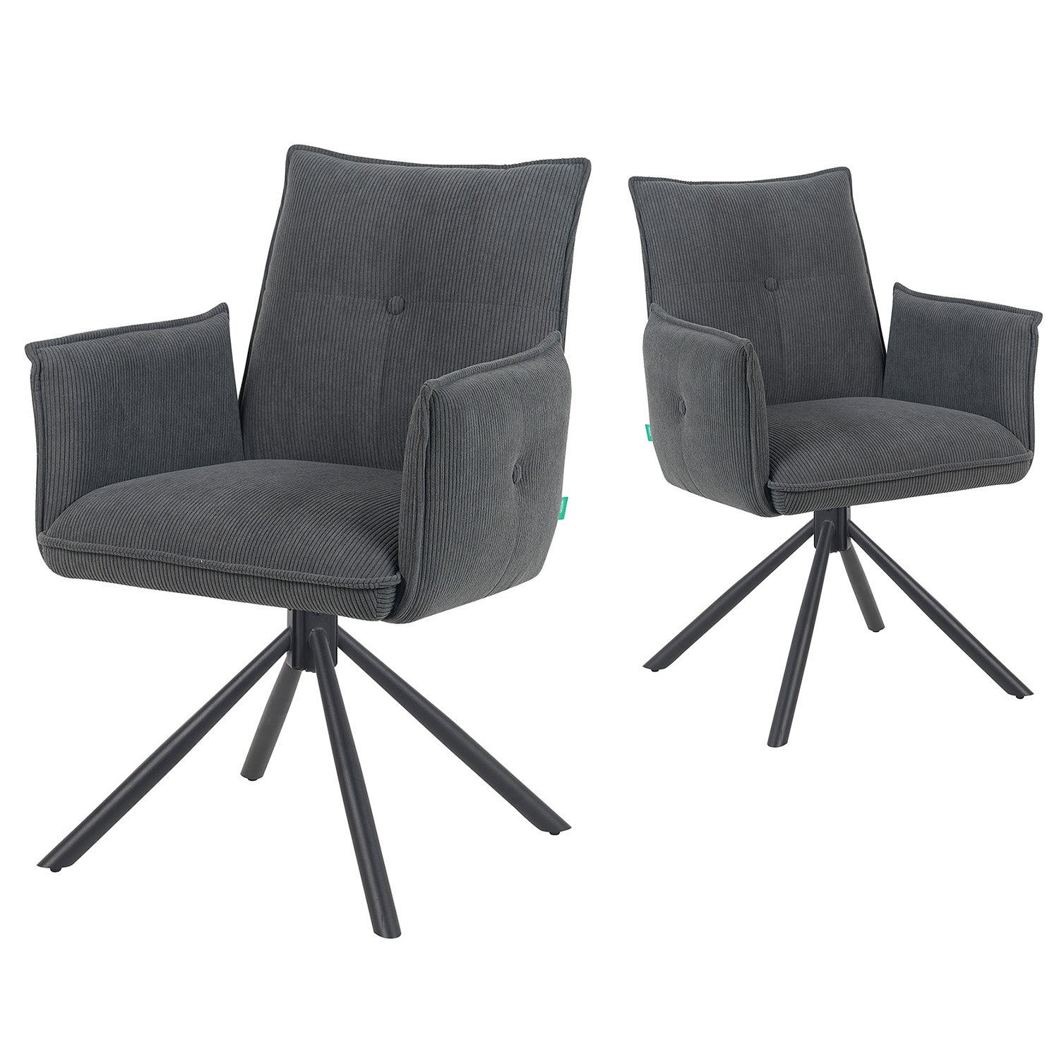 Esszimmerstuhl Mika-Nevio 2er-Set | 360° drehbar | Metall pulverbeschichtet Matt Schwarz | DUBI Möbel
