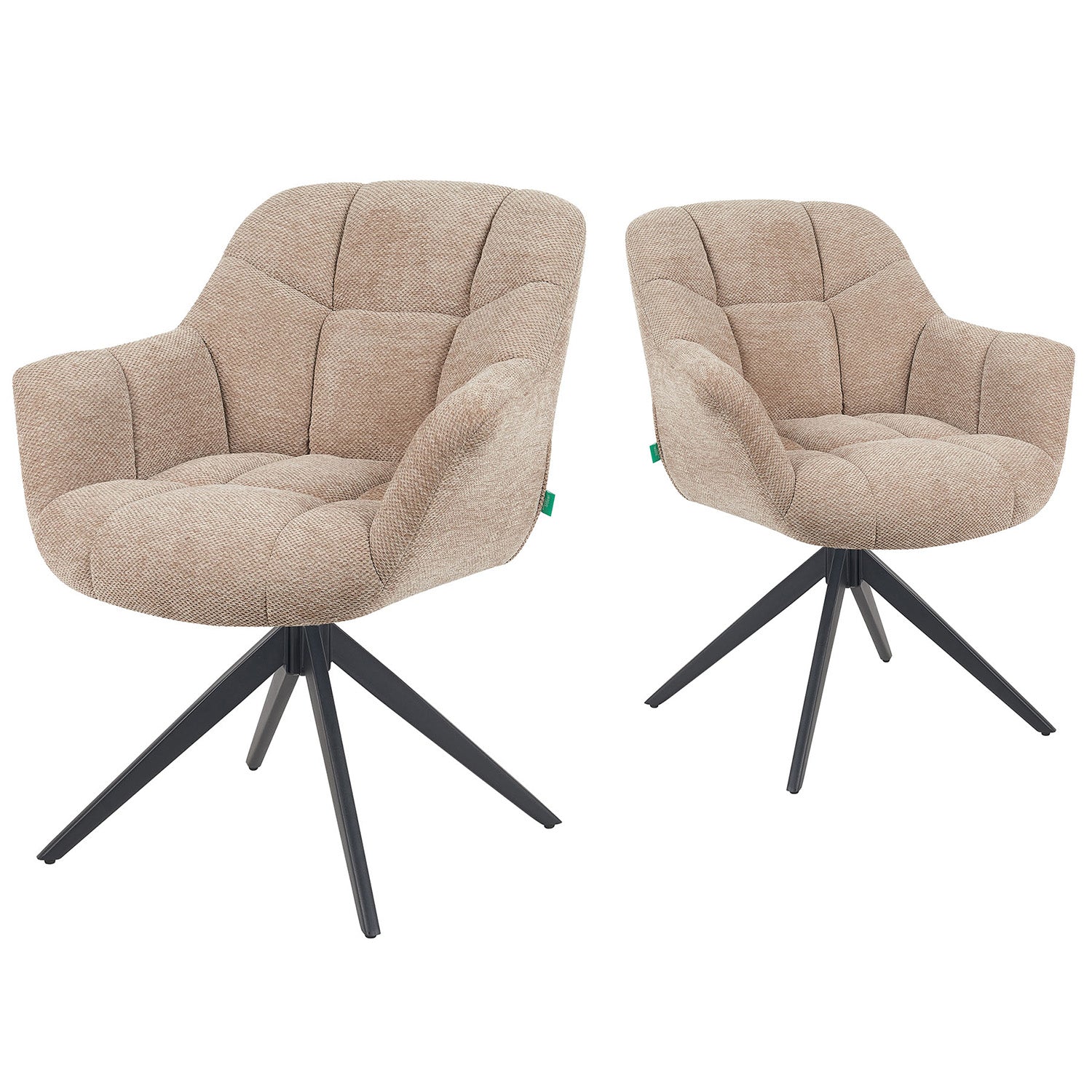 Esszimmerstuhl Mika-Mila 2er-Set | 360° drehbar | Metall pulverbeschichtet Matt-Schwarz | DUBI Möbel