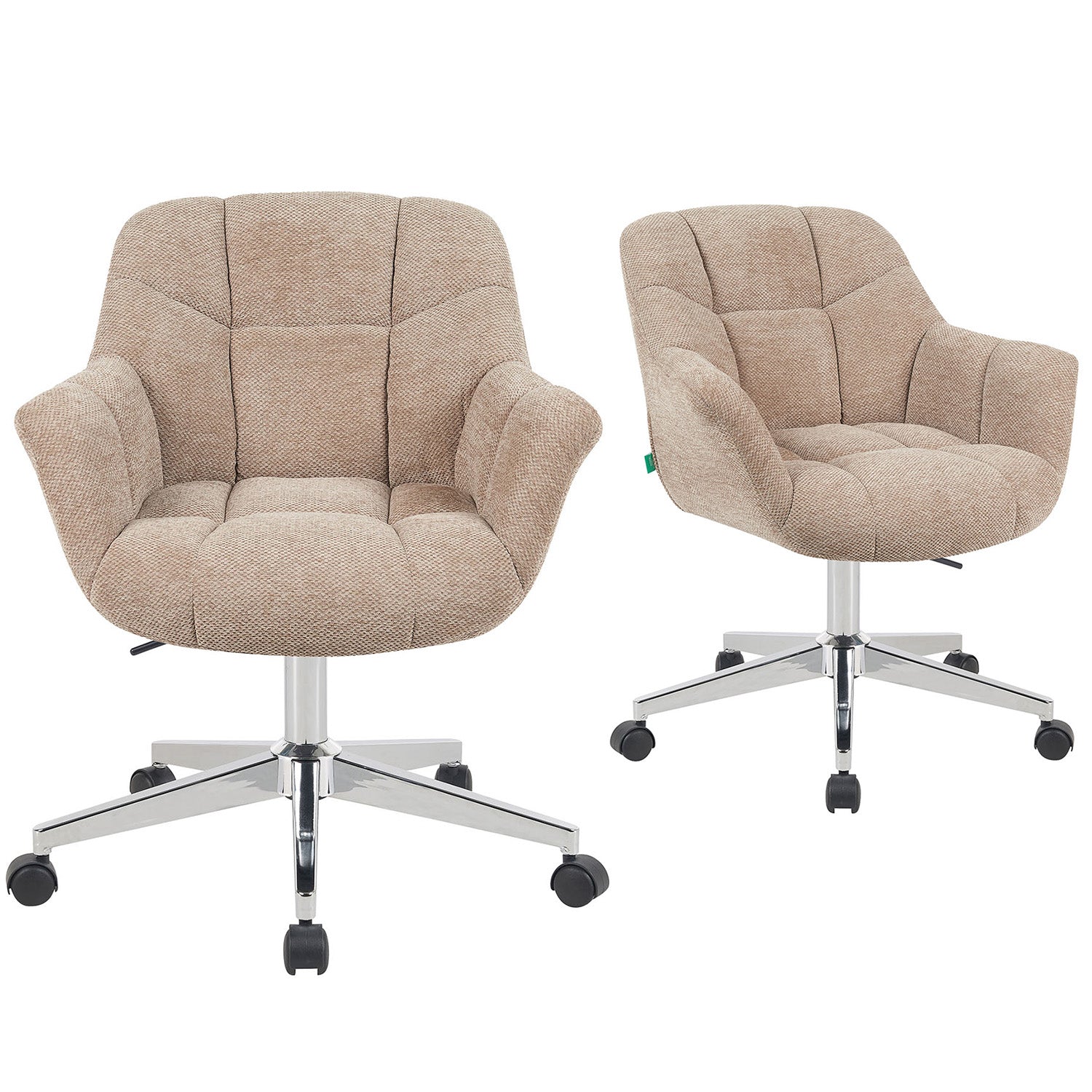 Bürostuhl Mika-Nio 2er-Set | mit Rollen | 360° drehbar | höhenverstellbar | Chrom | DUBI Möbel