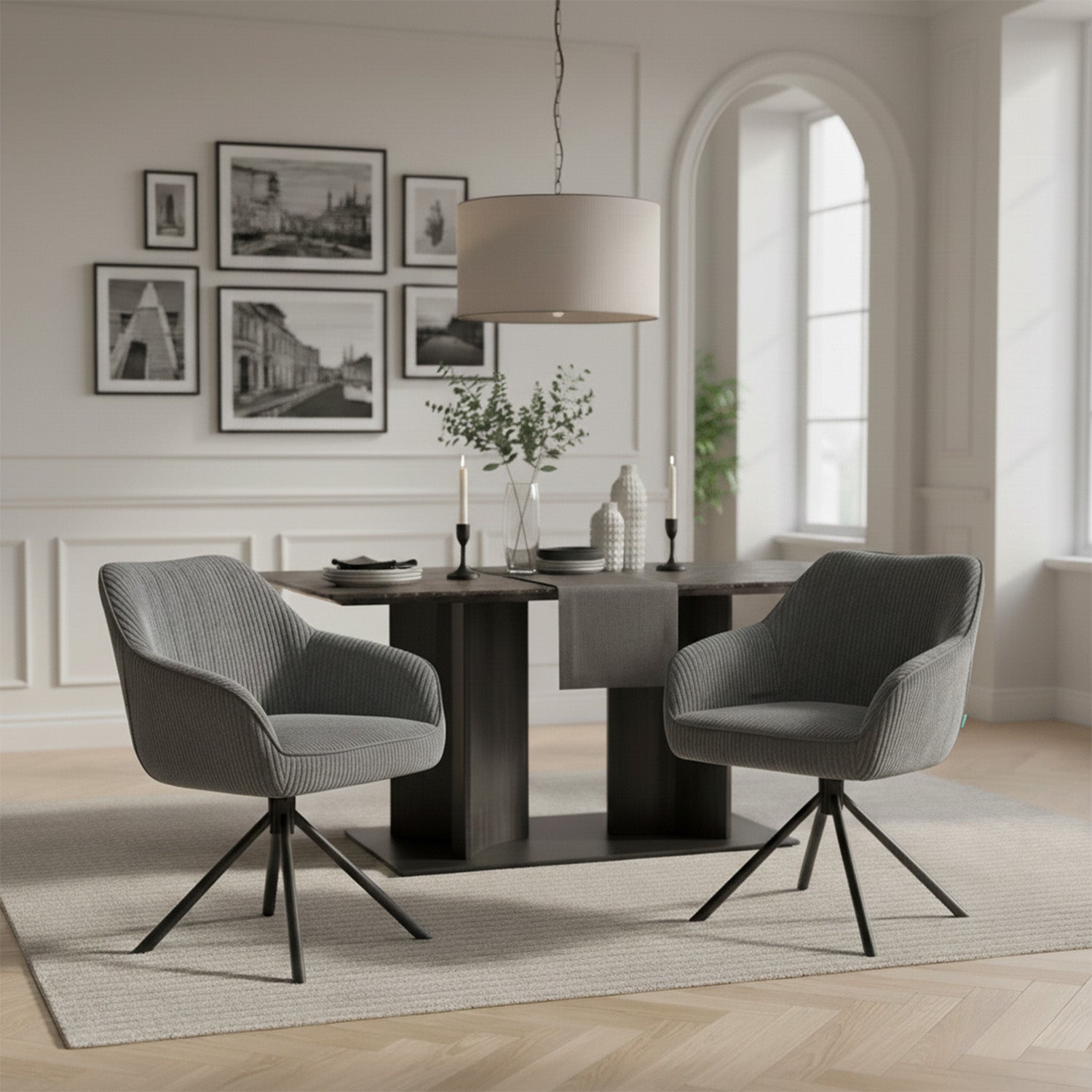 Esszimmerstuhl Mika-Maya 2er-Set | 360° drehbar | Metall pulverbeschichtet Matt Schwarz | DUBI Möbel
