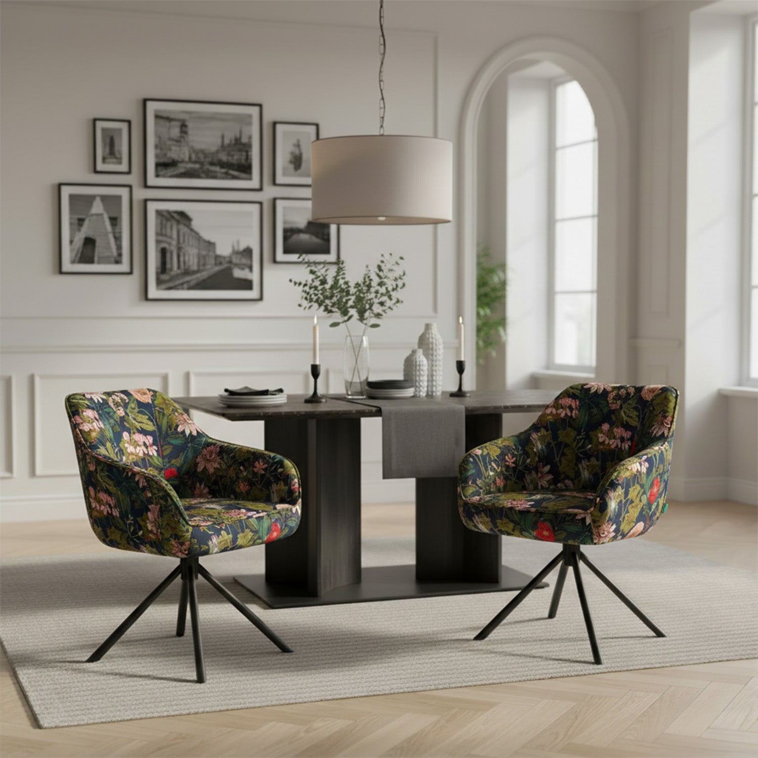 Esszimmerstuhl Mika-Maya 2er-Set | 360° drehbar | Metall pulverbeschichtet Matt Schwarz | DUBI Möbel