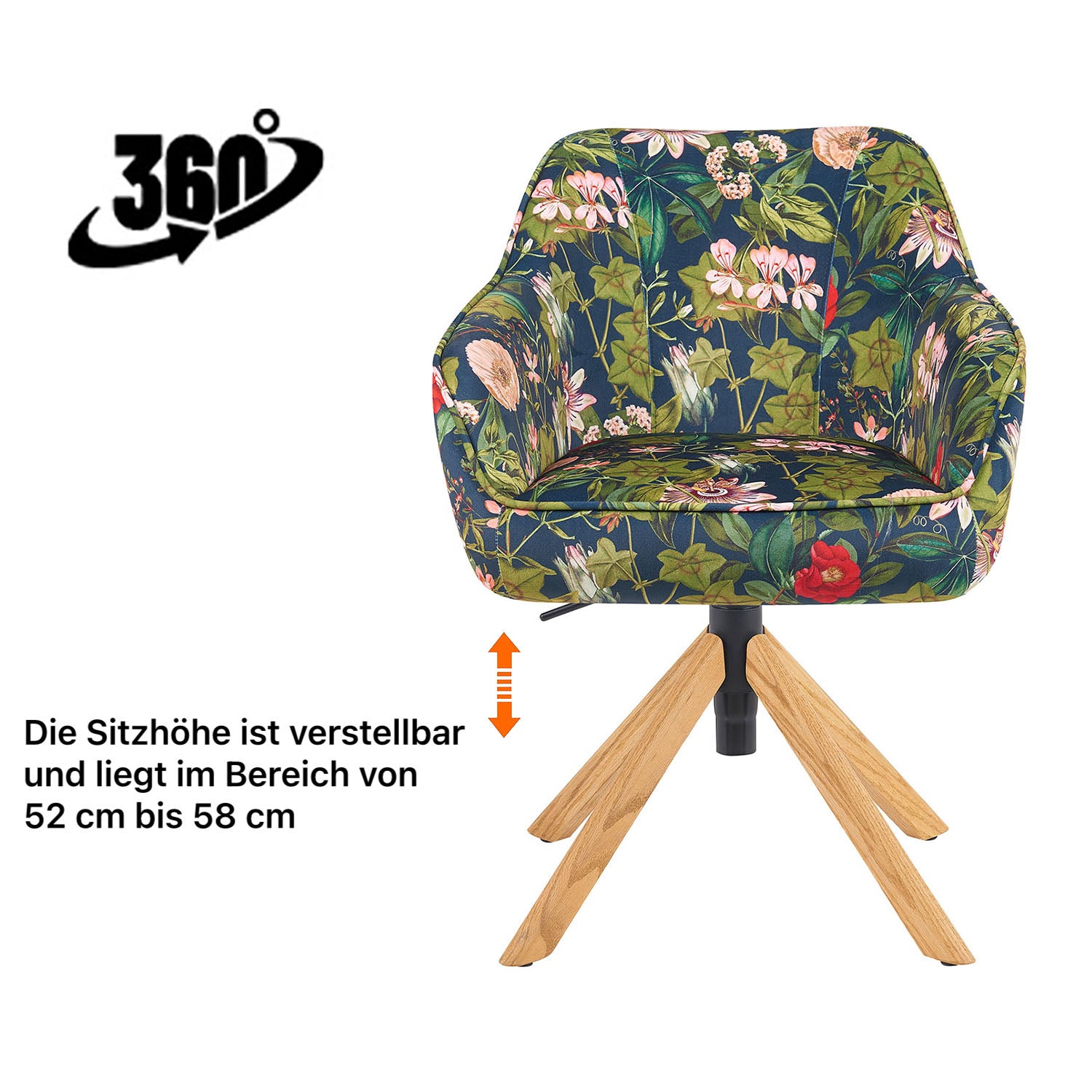 Esszimmerstuhl Mika-Olea 2er-Set | 360° drehbar | höhenverstellbar | Eiche geölt Natur | DUBI Möbel