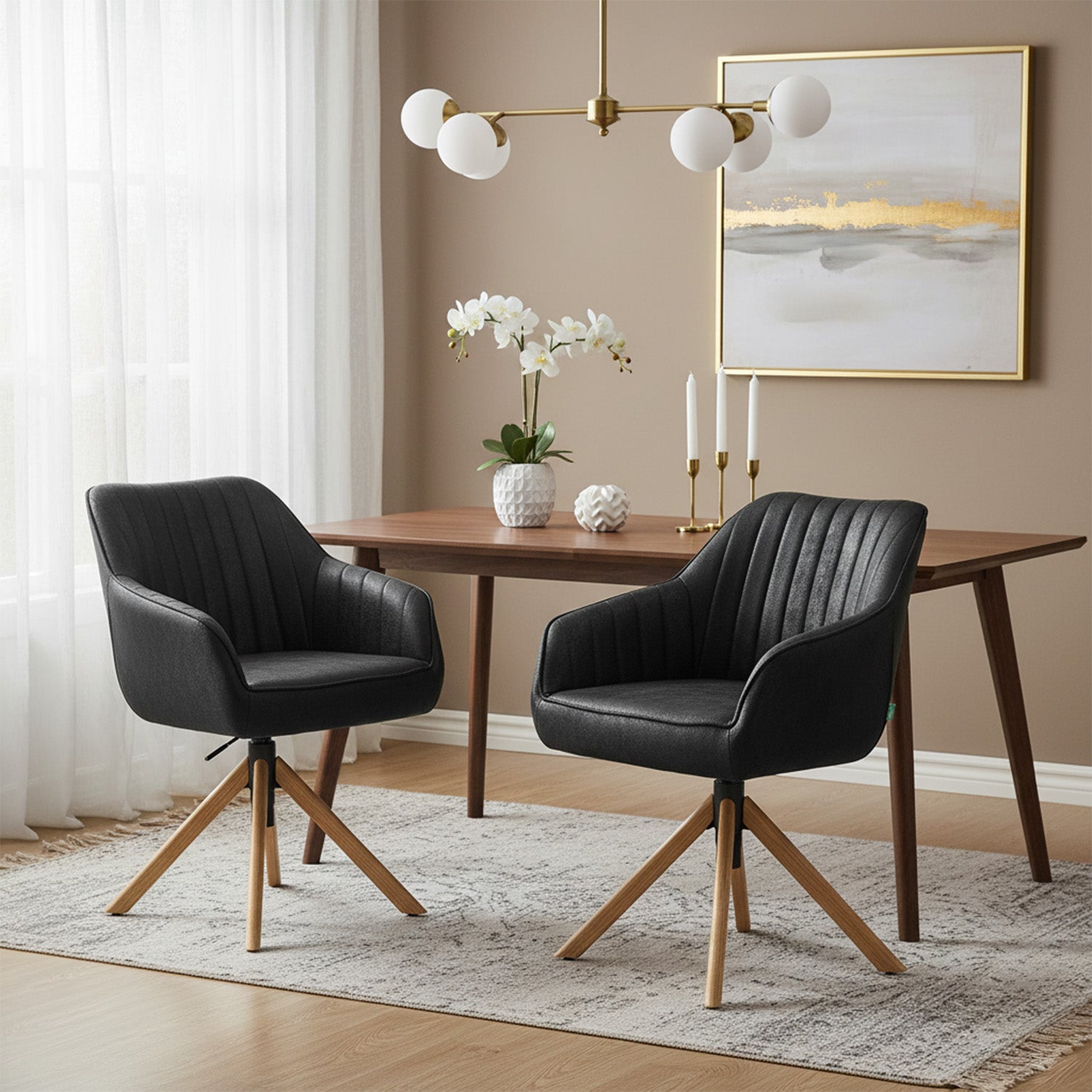 Esszimmerstuhl Mika-Olea 2er-Set | 360° drehbar | höhenverstellbar | Eiche geölt Natur | DUBI Möbel