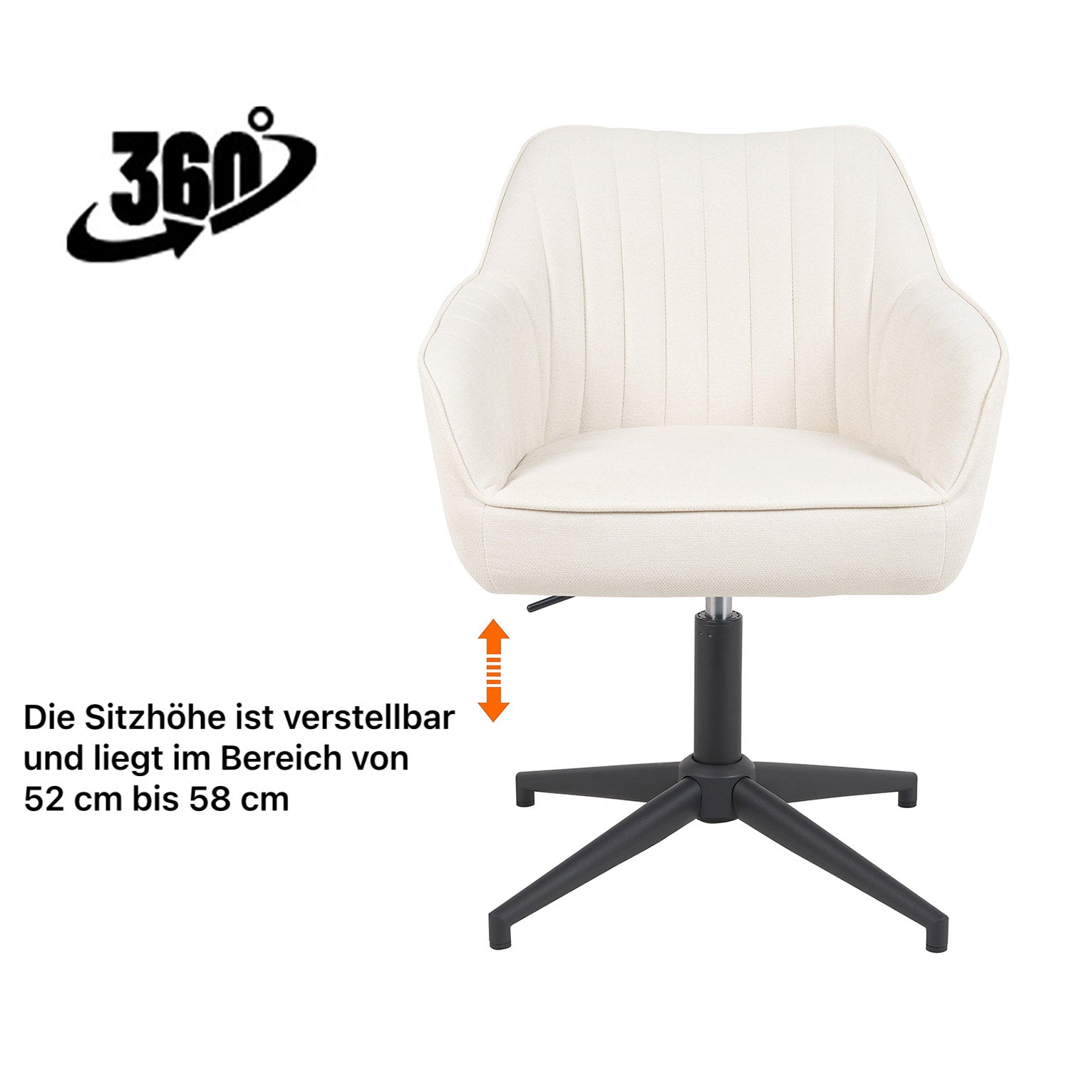 Esszimmerstuhl Mika-Caro 2er-Set | 360° drehbar | höhenverstellbar | Metall pulverbeschichtet Matt-Schwarz | DUBI Möbel