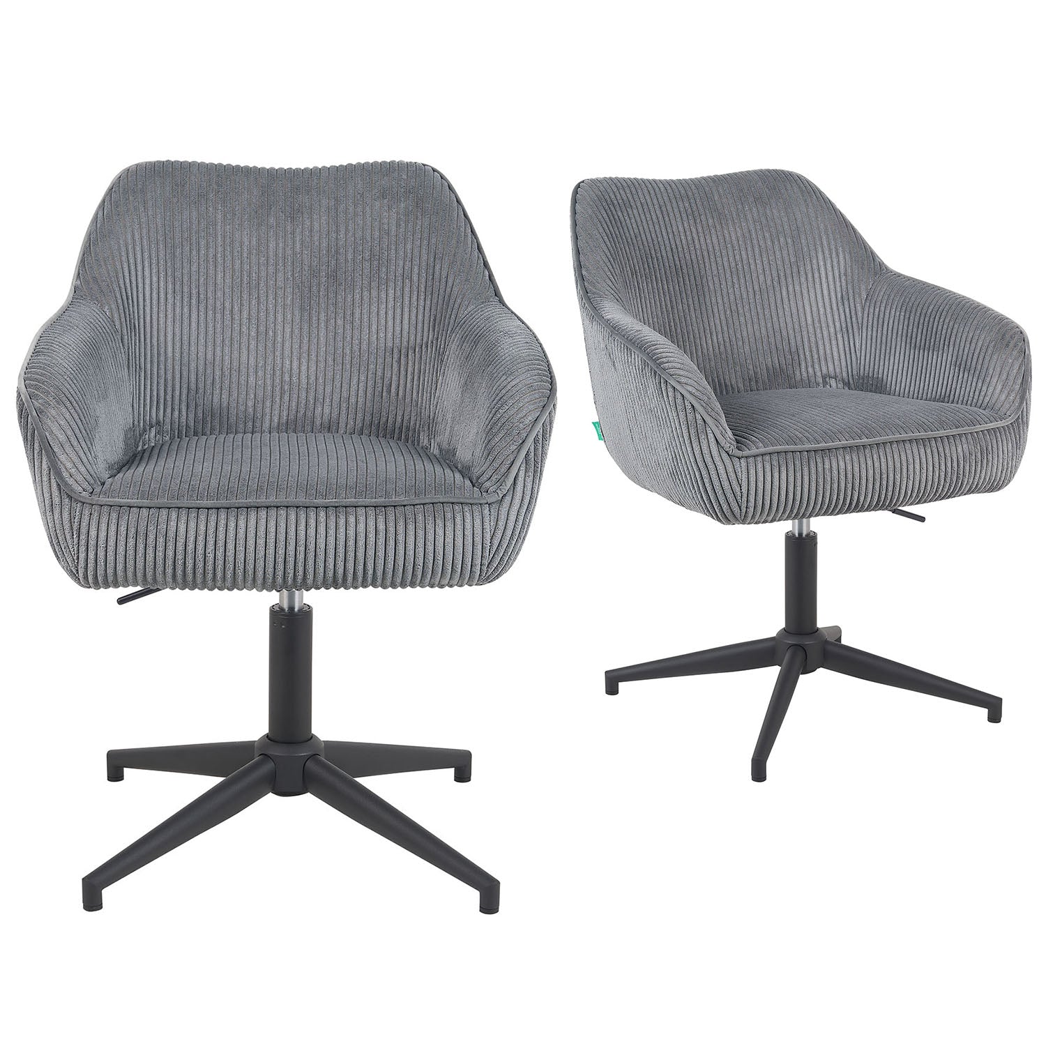Esszimmerstuhl Mika-Caro 2er-Set | 360° drehbar | höhenverstellbar | Metall pulverbeschichtet Matt-Schwarz | DUBI Möbel