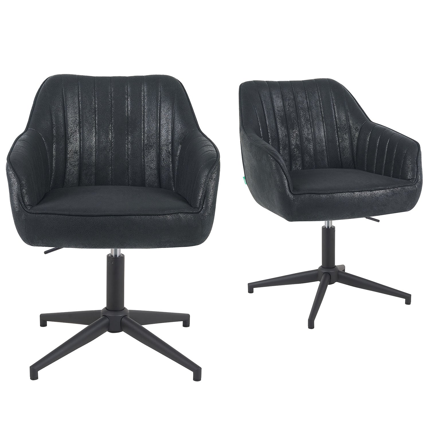 Esszimmerstuhl Mika-Caro 2er-Set | 360° drehbar | höhenverstellbar | Metall pulverbeschichtet Matt-Schwarz | DUBI Möbel