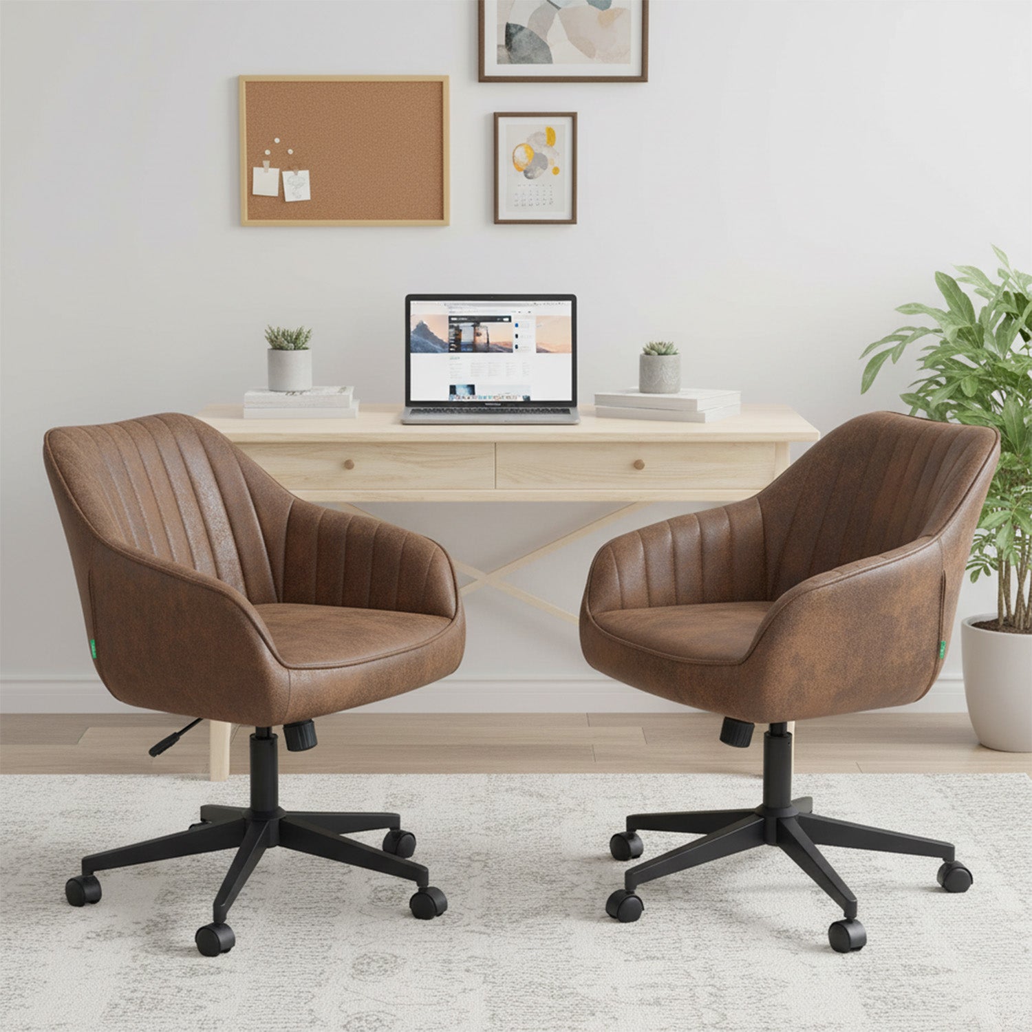 Bürostuhl Mika-Elio 2er-Set | mit Rollen | 360° drehbar | höhenverstellbar | pulverbeschichtet Matt-Schwarz | DUBI Möbel