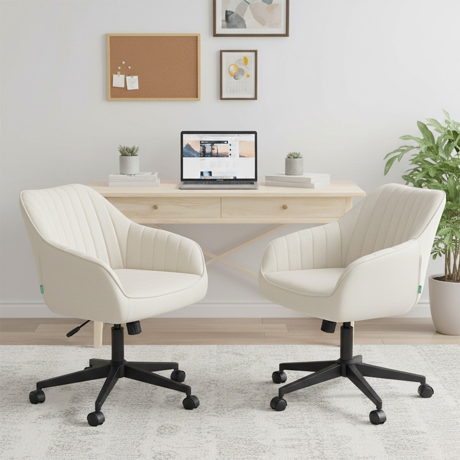 Bürostuhl Mika-Elio 2er-Set | mit Rollen | 360° drehbar | höhenverstellbar | pulverbeschichtet Matt-Schwarz | DUBI Möbel