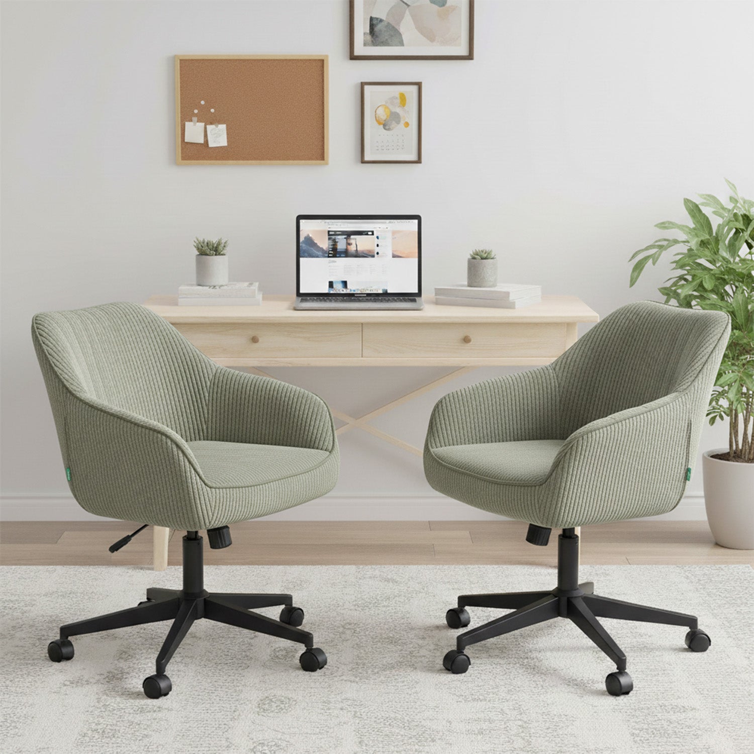 Bürostuhl Mika-Elio 2er-Set | mit Rollen | 360° drehbar | höhenverstellbar | pulverbeschichtet Matt-Schwarz | DUBI Möbel