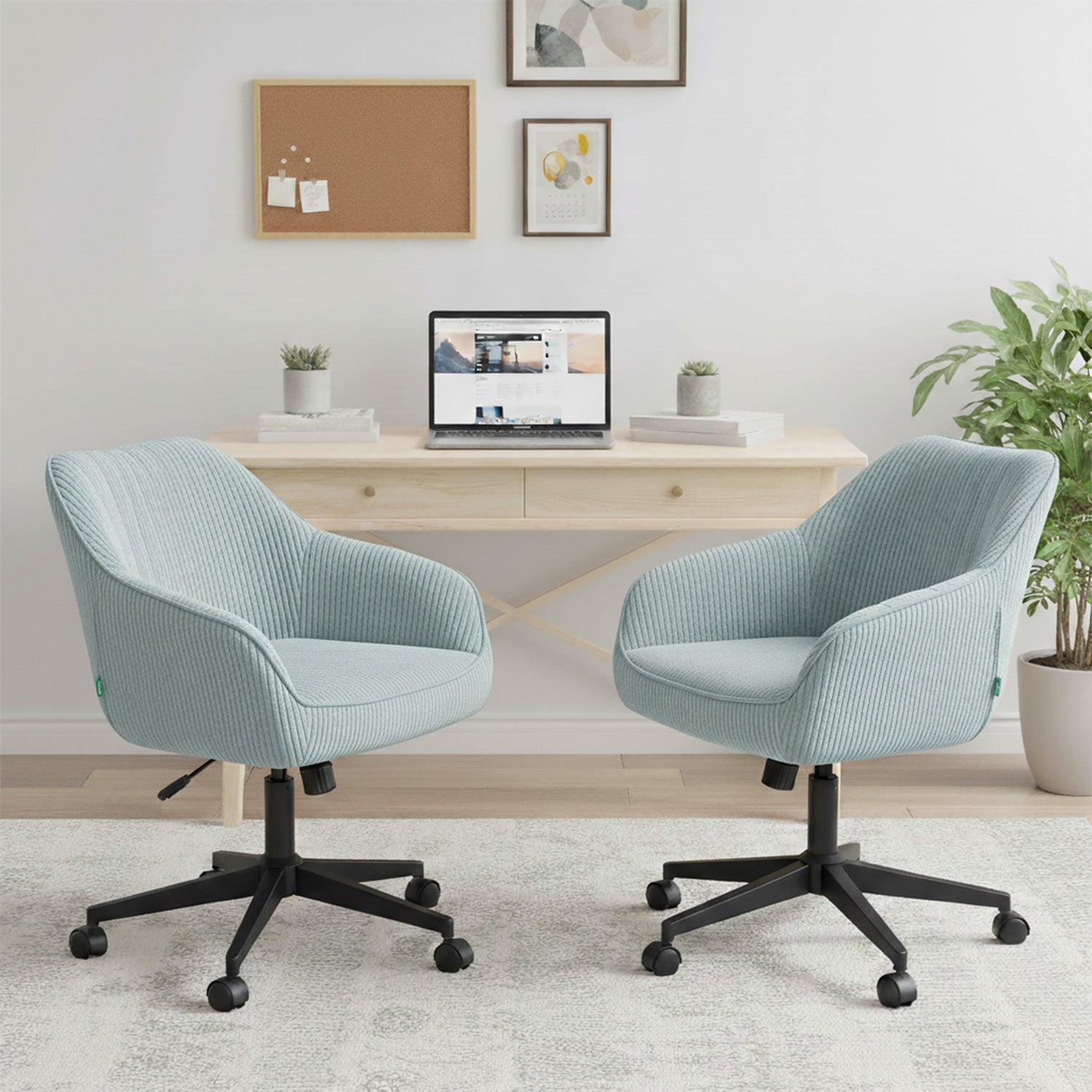 Bürostuhl Mika-Elio 2er-Set | mit Rollen | 360° drehbar | höhenverstellbar | pulverbeschichtet Matt-Schwarz | DUBI Möbel