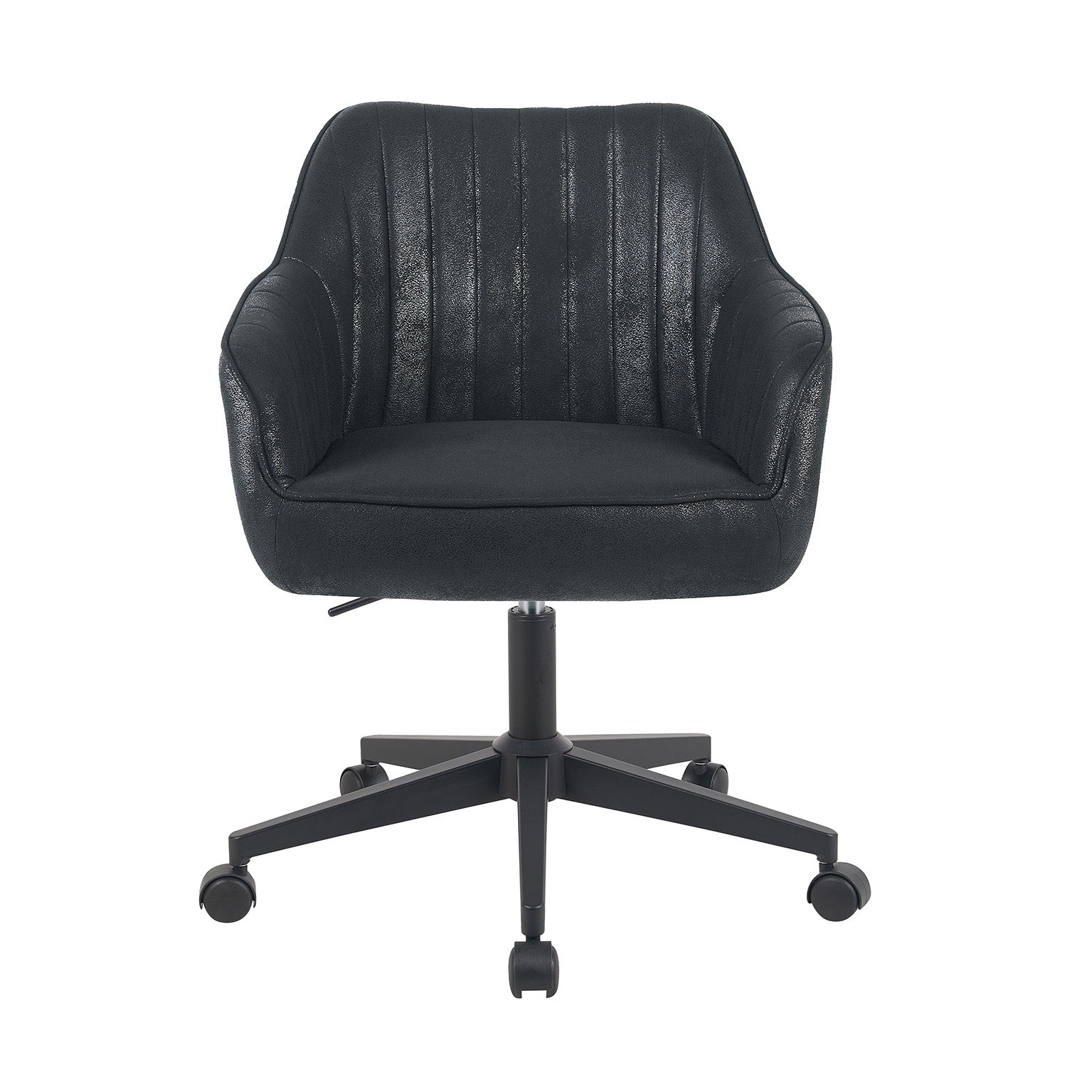 Bürostuhl Mika-Elio 2er-Set | mit Rollen | 360° drehbar | höhenverstellbar | pulverbeschichtet Matt-Schwarz | DUBI Möbel