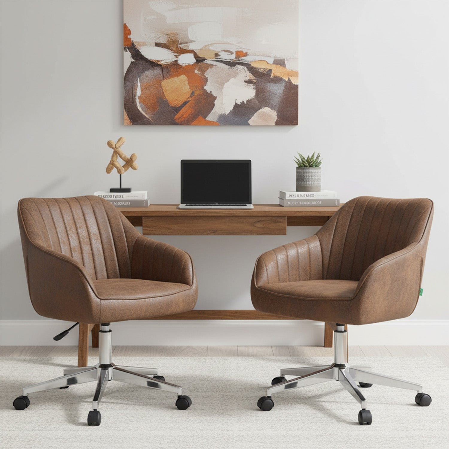 Bürostuhl Mika-Noel 2er-Set | mit Rollen | 360° drehbar | höhenverstellbar | Chrom | DUBI Möbel