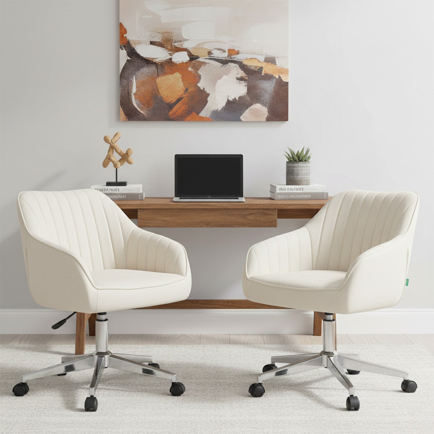 Bürostuhl Mika-Noel 2er-Set | mit Rollen | 360° drehbar | höhenverstellbar | Chrom | DUBI Möbel