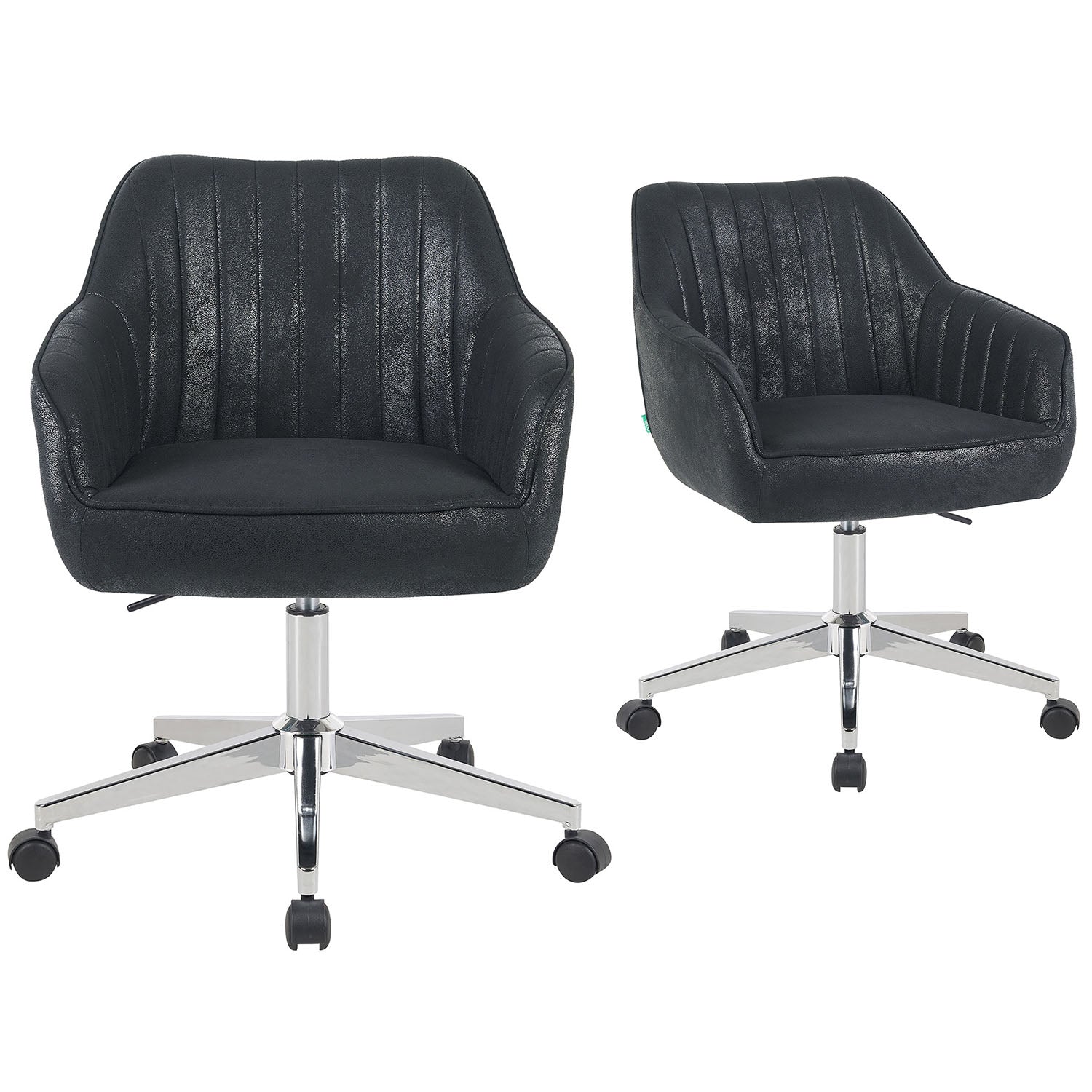 Bürostuhl Mika-Noel 2er-Set | mit Rollen | 360° drehbar | höhenverstellbar | Chrom | DUBI Möbel