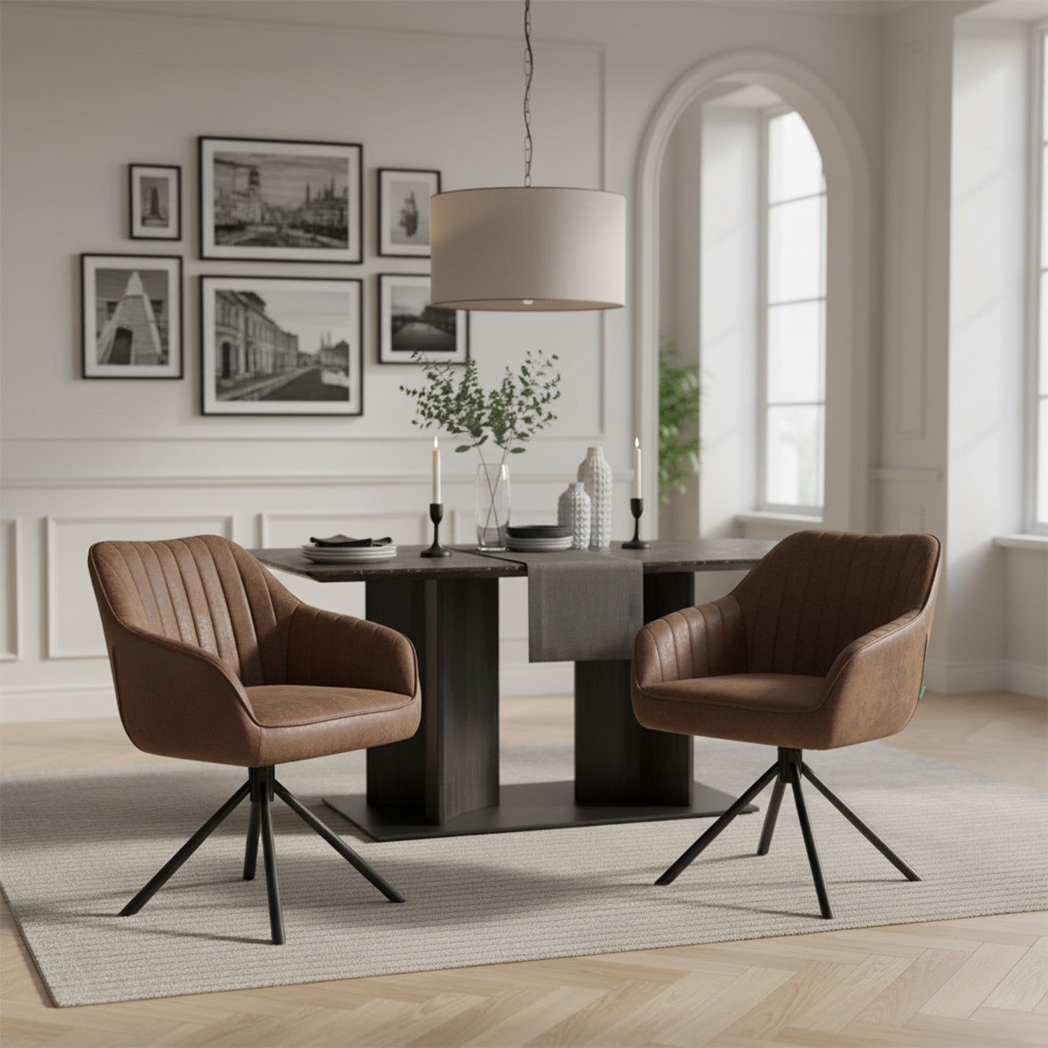 Esszimmerstuhl Mika-Maya 2er-Set | 360° drehbar | Metall pulverbeschichtet Matt Schwarz | DUBI Möbel