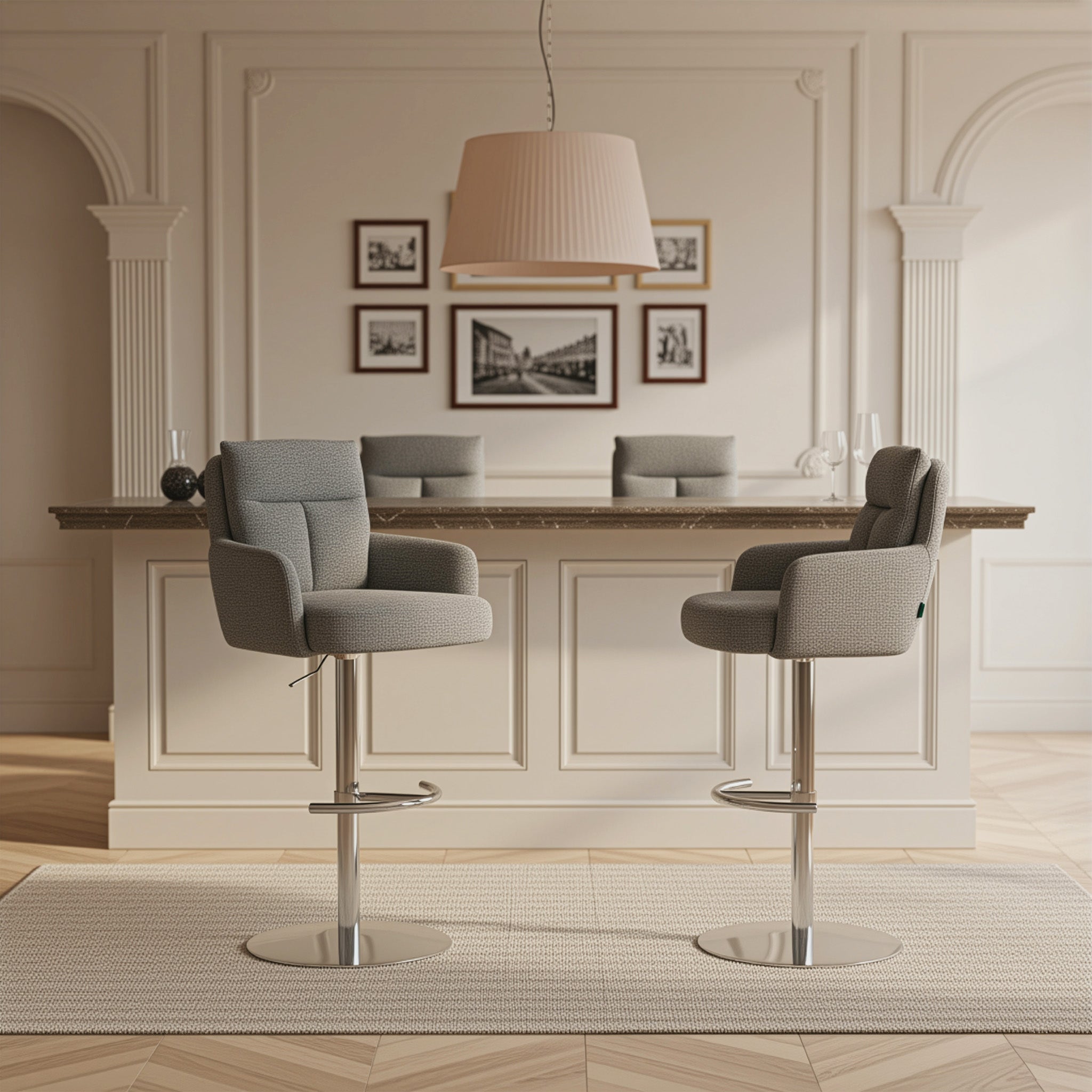 Barhocker Leo 2er-Set | Chromgestell höhenverstellbar | drehbar | DUBI Möbel