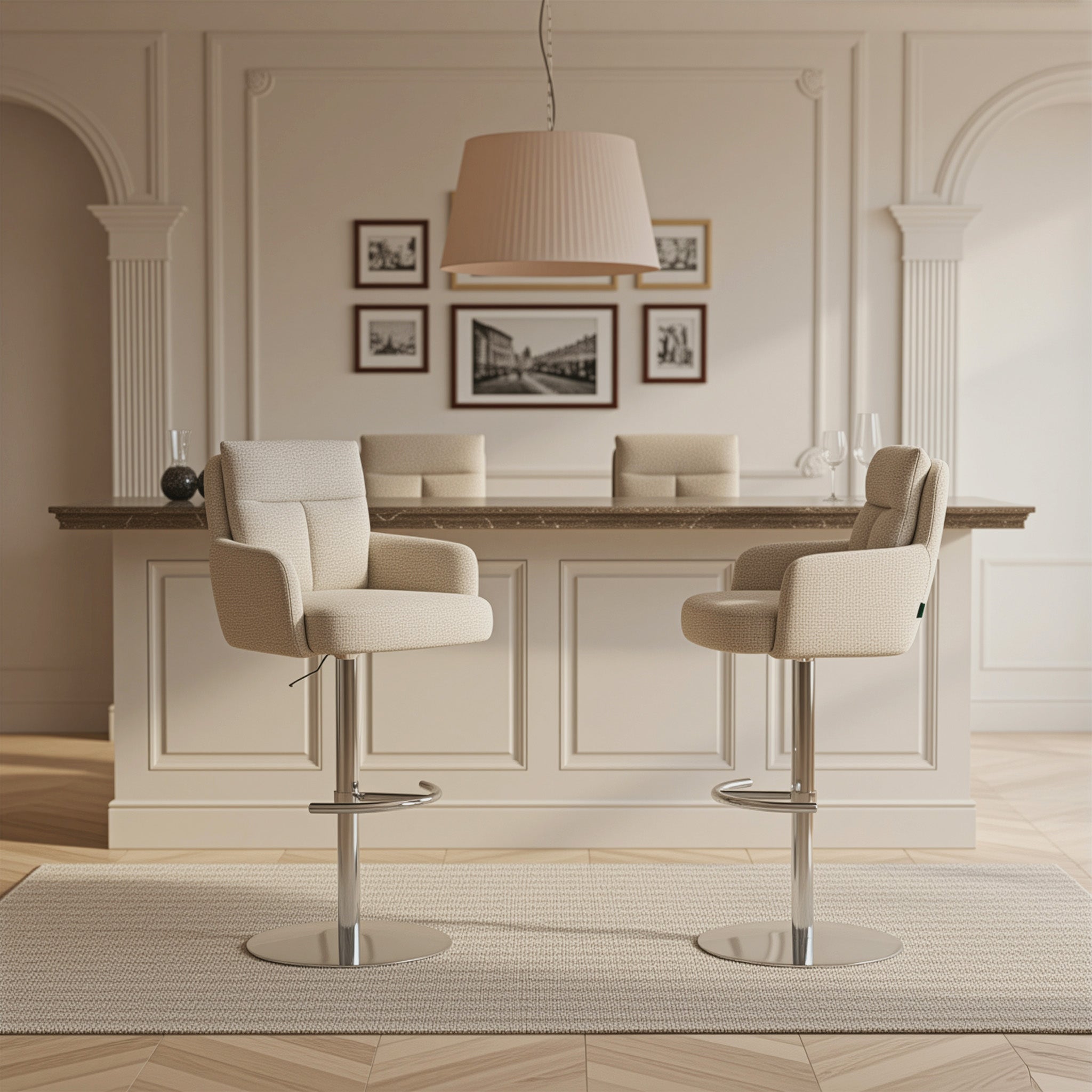 Barhocker Leo 2er-Set | Chromgestell höhenverstellbar | drehbar | DUBI Möbel