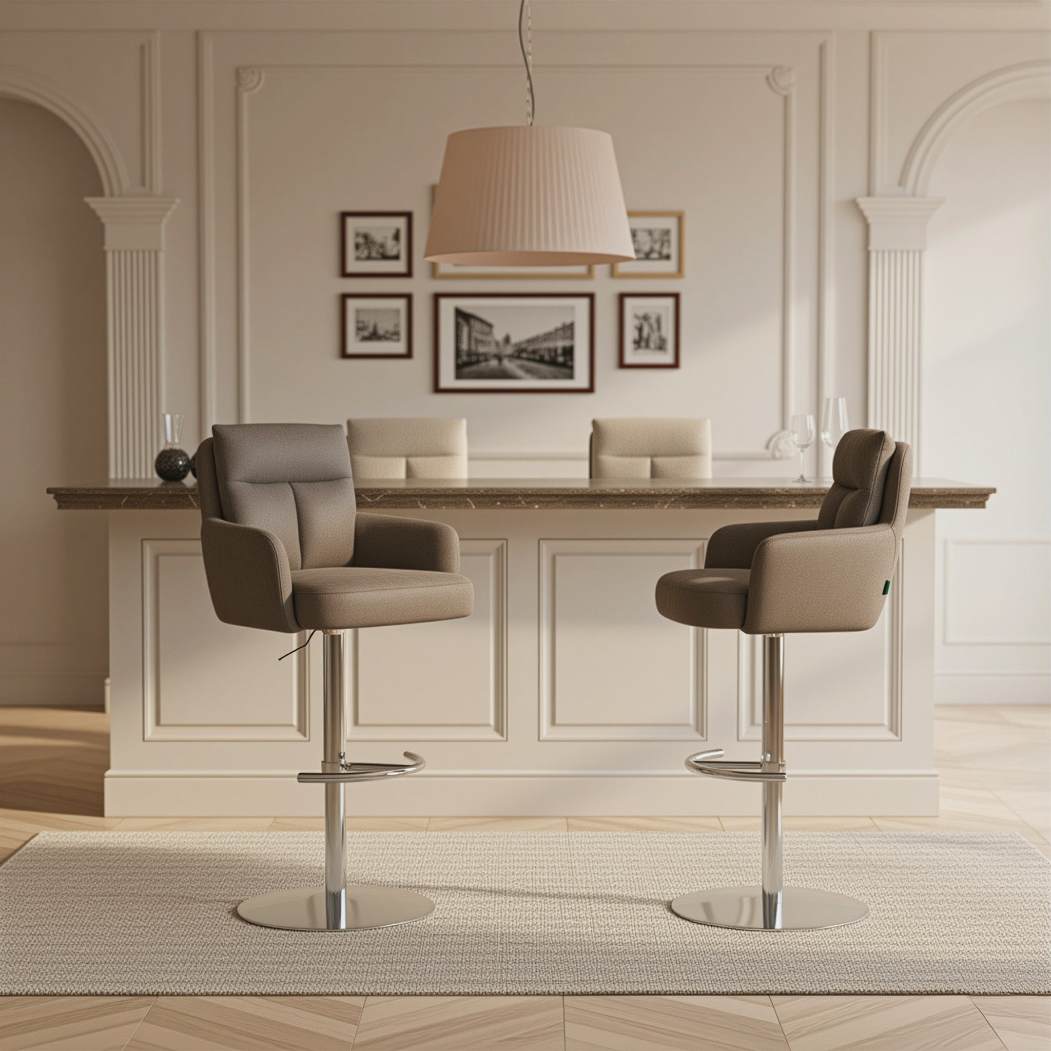 Barhocker Leo 2er-Set | Chromgestell höhenverstellbar | drehbar | DUBI Möbel