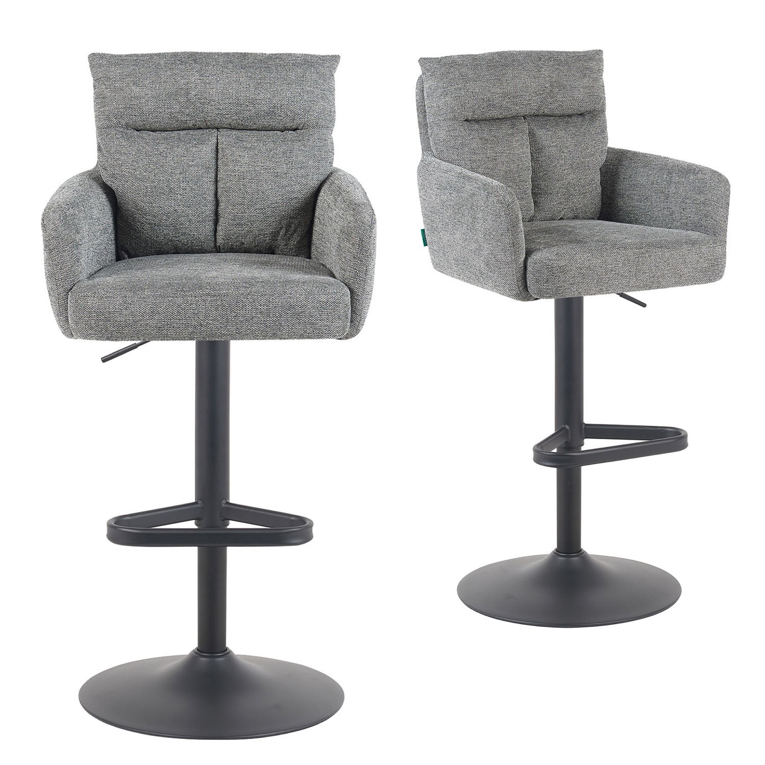 Barhocker Aris 2er-Set | Gestell Matt-Schwarz | drehbar | höhenverstellbar | DUBI Möbel