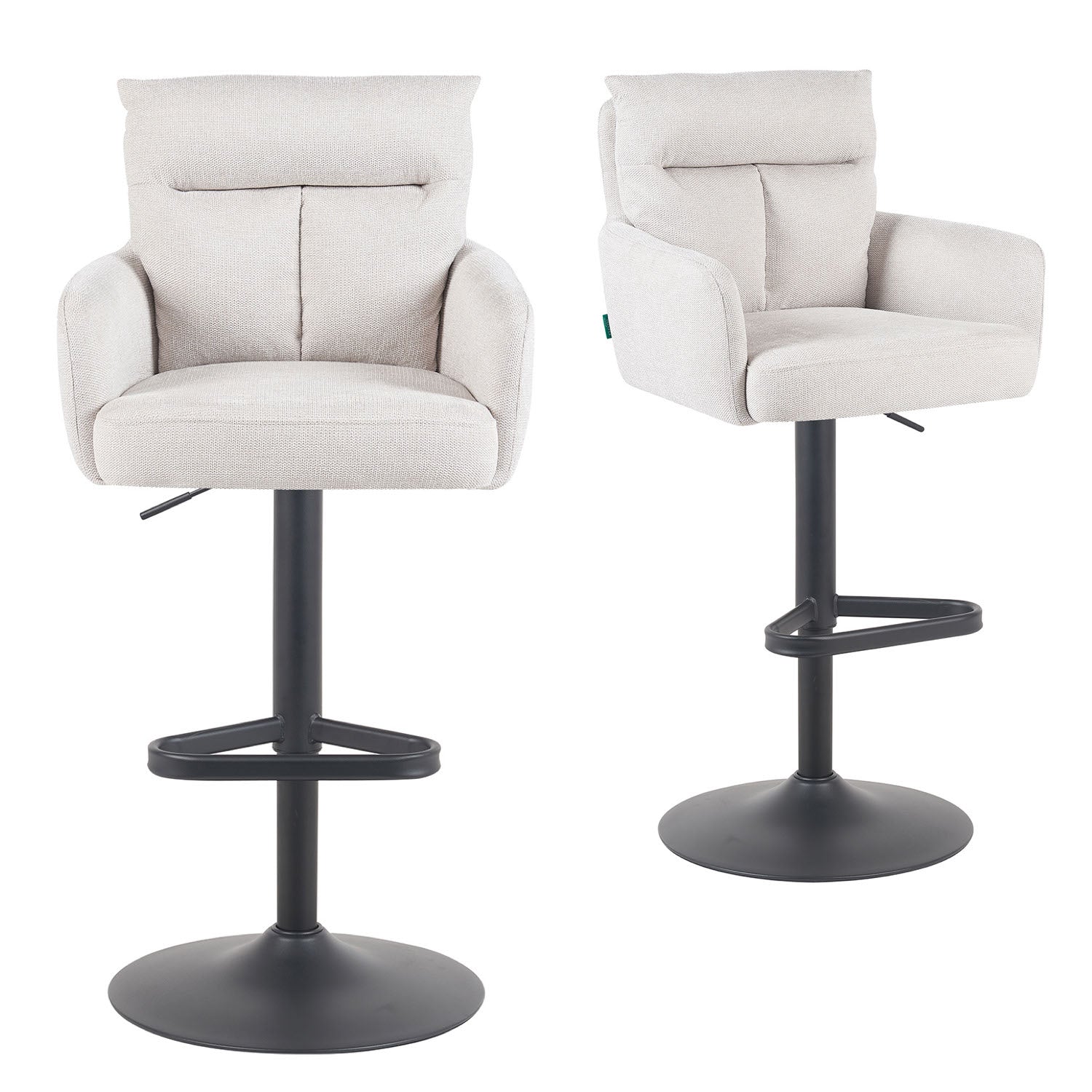 Barhocker Aris 2er-Set | Gestell Matt-Schwarz | drehbar | höhenverstellbar | DUBI Möbel