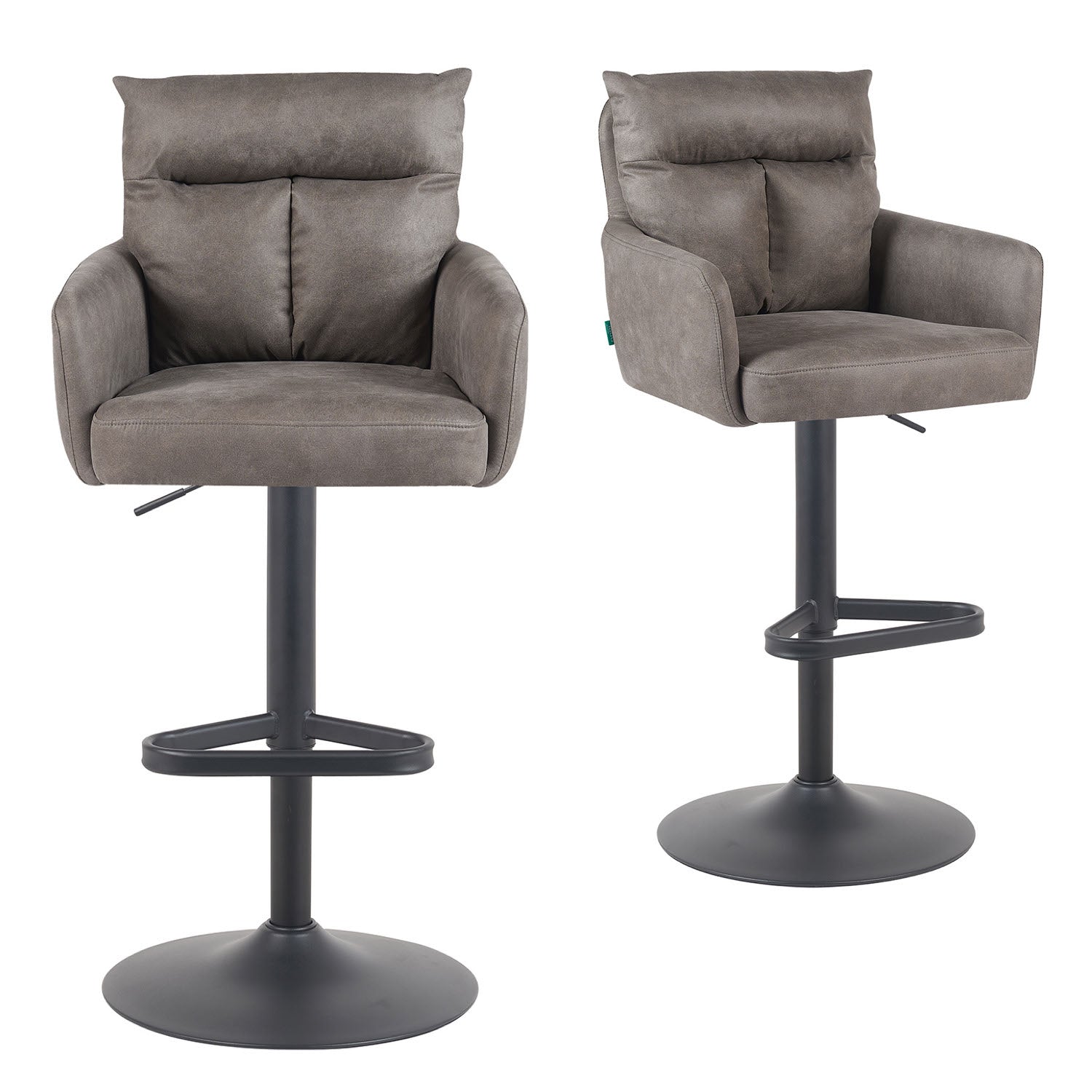 Barhocker Aris 2er-Set | Gestell Matt-Schwarz | drehbar | höhenverstellbar | DUBI Möbel