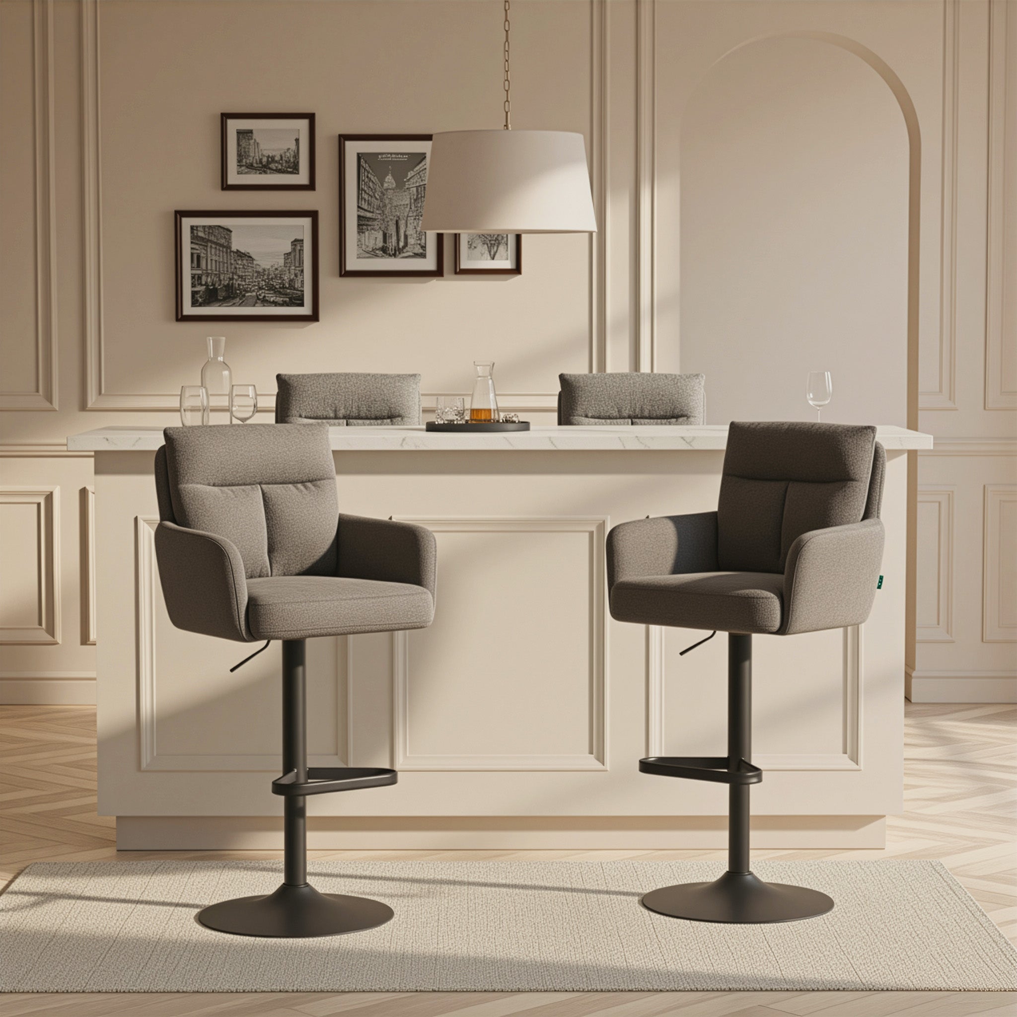Barhocker Aris 2er-Set | Gestell Matt-Schwarz | drehbar | höhenverstellbar | DUBI Möbel