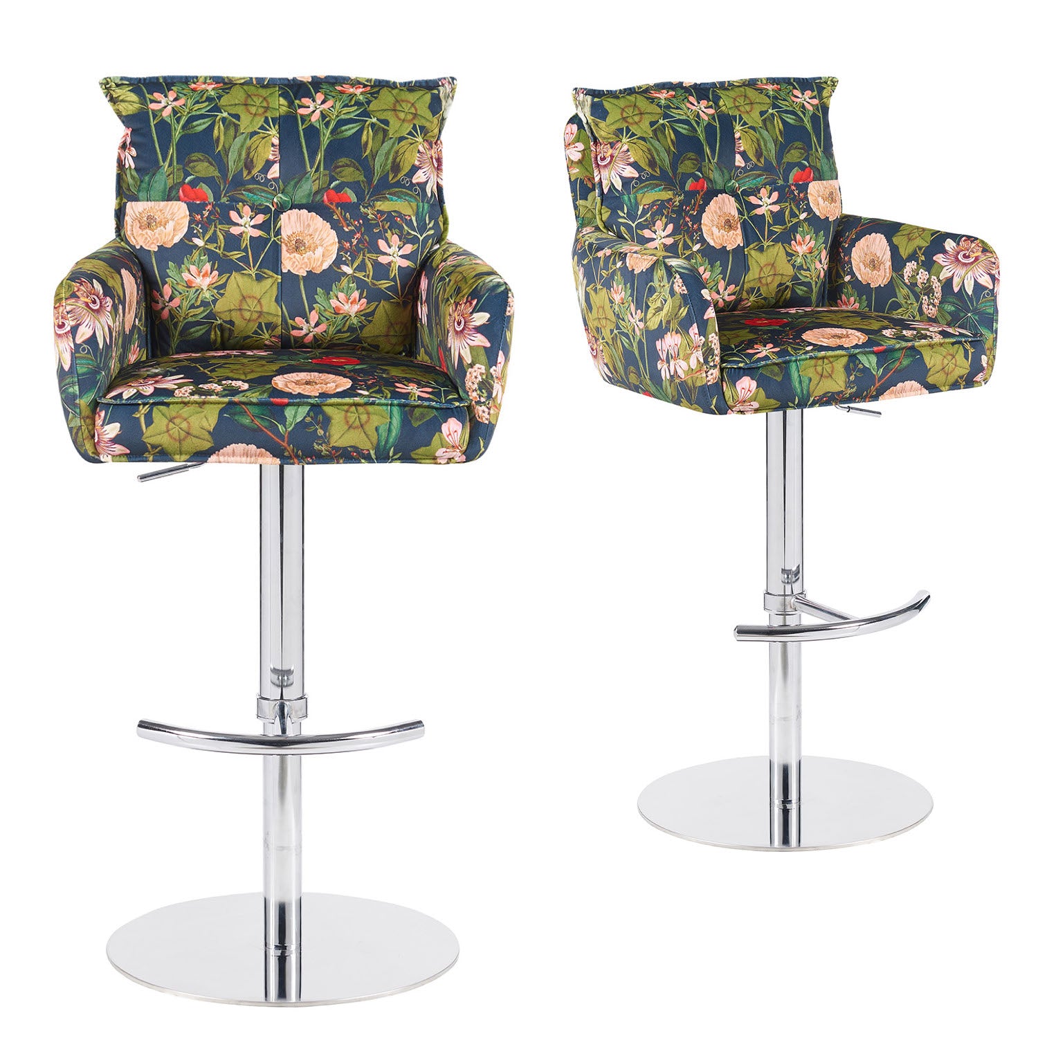 Barhocker Kira 2er-Set | Cord | Chromgestell höhenverstellbar | drehbar | DUBI Möbel