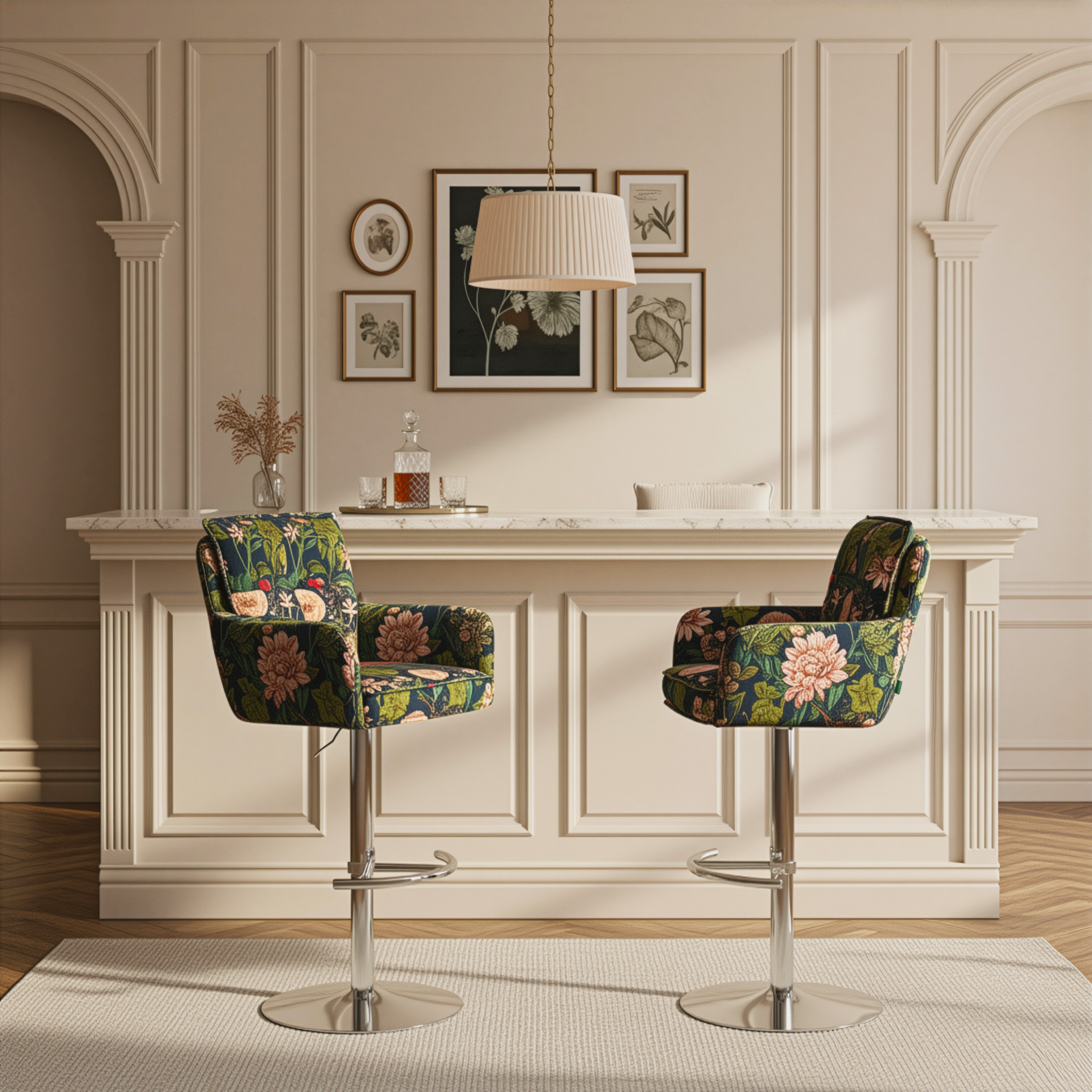 Barhocker Kira 2er-Set | Cord | Chromgestell höhenverstellbar | drehbar | DUBI Möbel