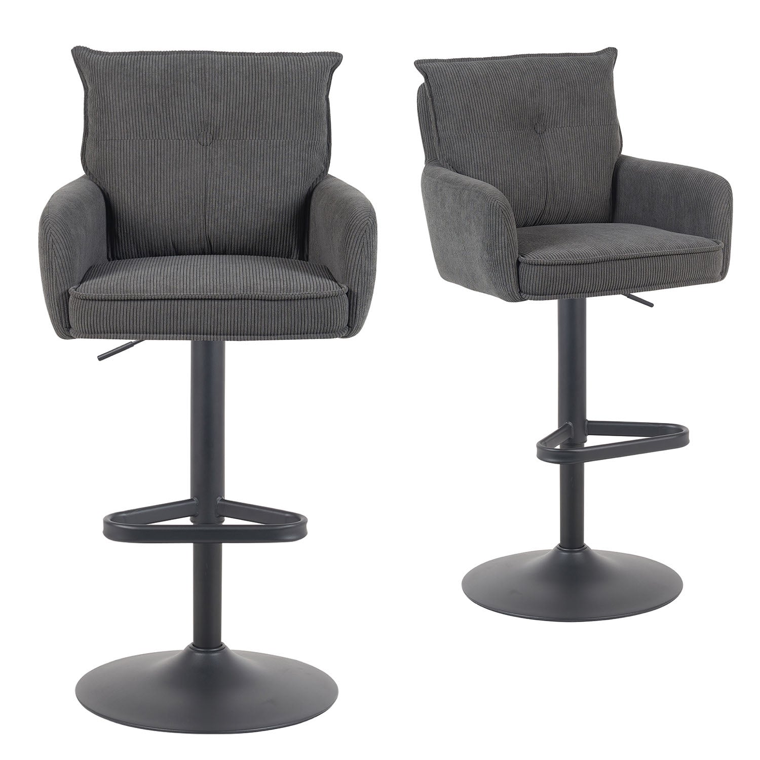 Barhocker Nova 2er-Set | Gestell Matt-Schwarz | drehbar | höhenverstellbar | DUBI Möbel