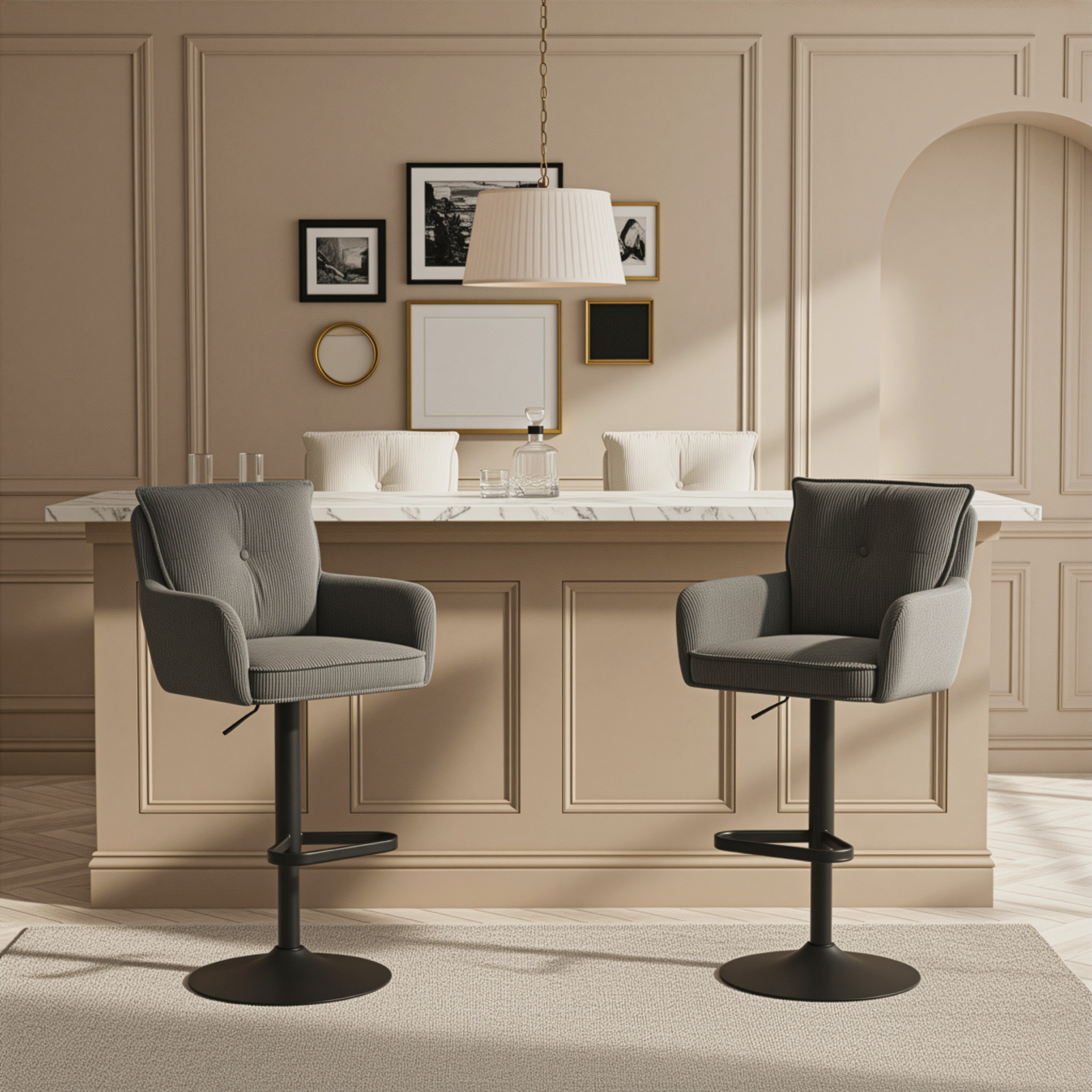 Barhocker Nova 2er-Set | Gestell Matt-Schwarz | drehbar | höhenverstellbar | DUBI Möbel