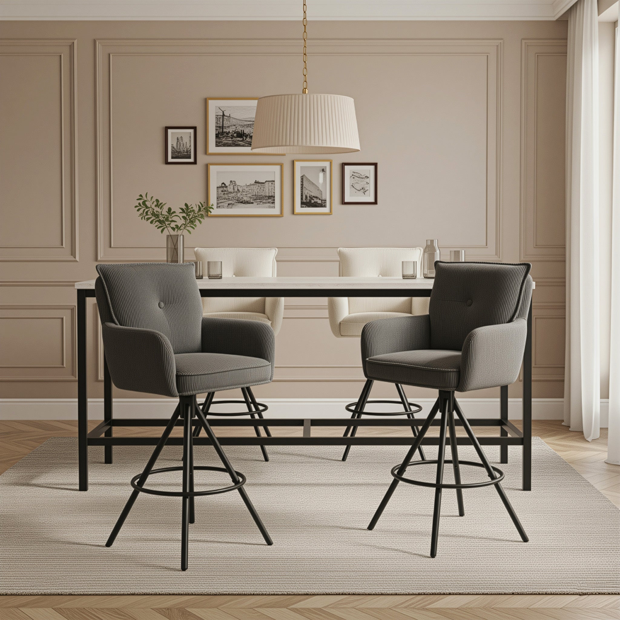 Barhocker Nila 2er-Set | Gestell Matt-Schwarz | drehbar | DUBI Möbel