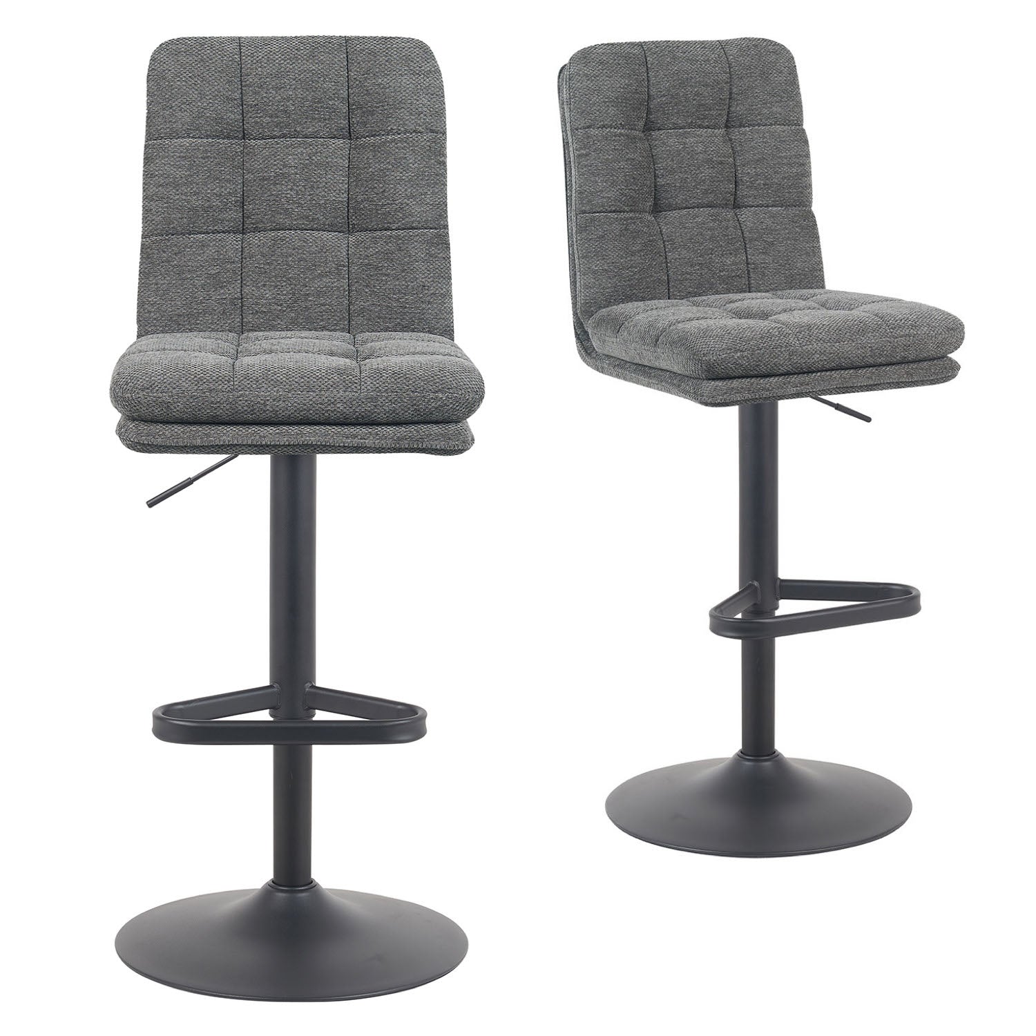 Barhocker Enno 2er-Set | Gestell Matt-Schwarz | drehbar | höhenverstellbar | DUBI Möbel