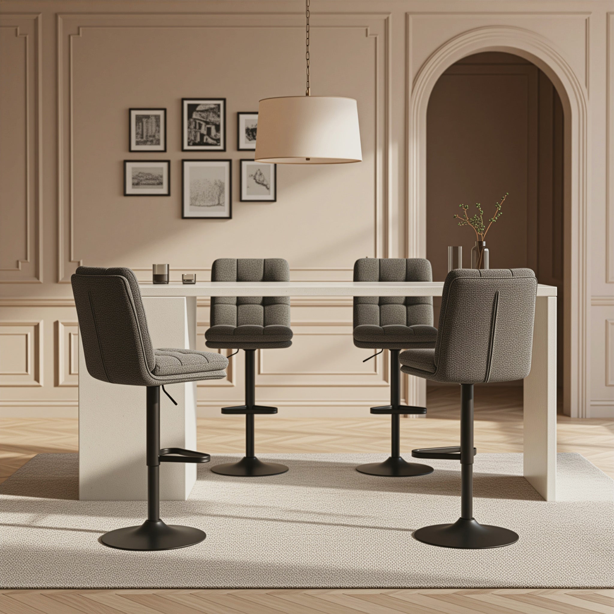 Barhocker Enno 2er-Set | Gestell Matt-Schwarz | drehbar | höhenverstellbar | DUBI Möbel