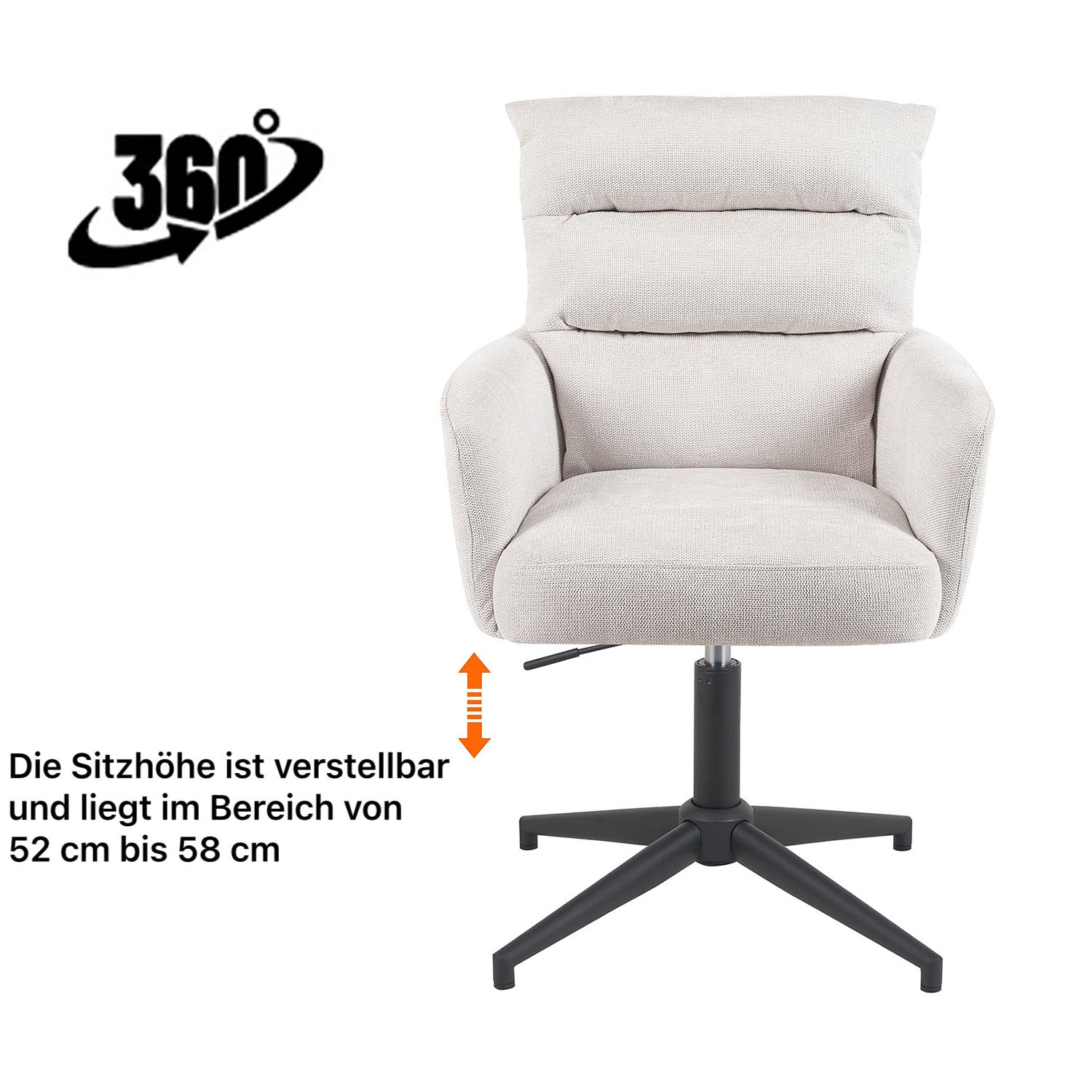 Esszimmerstuhl Mika-Romy 2er-Set | 360° drehbar | höhenverstellbar | Metall pulverbeschichtet Matt-Schwarz | DUBI Möbel