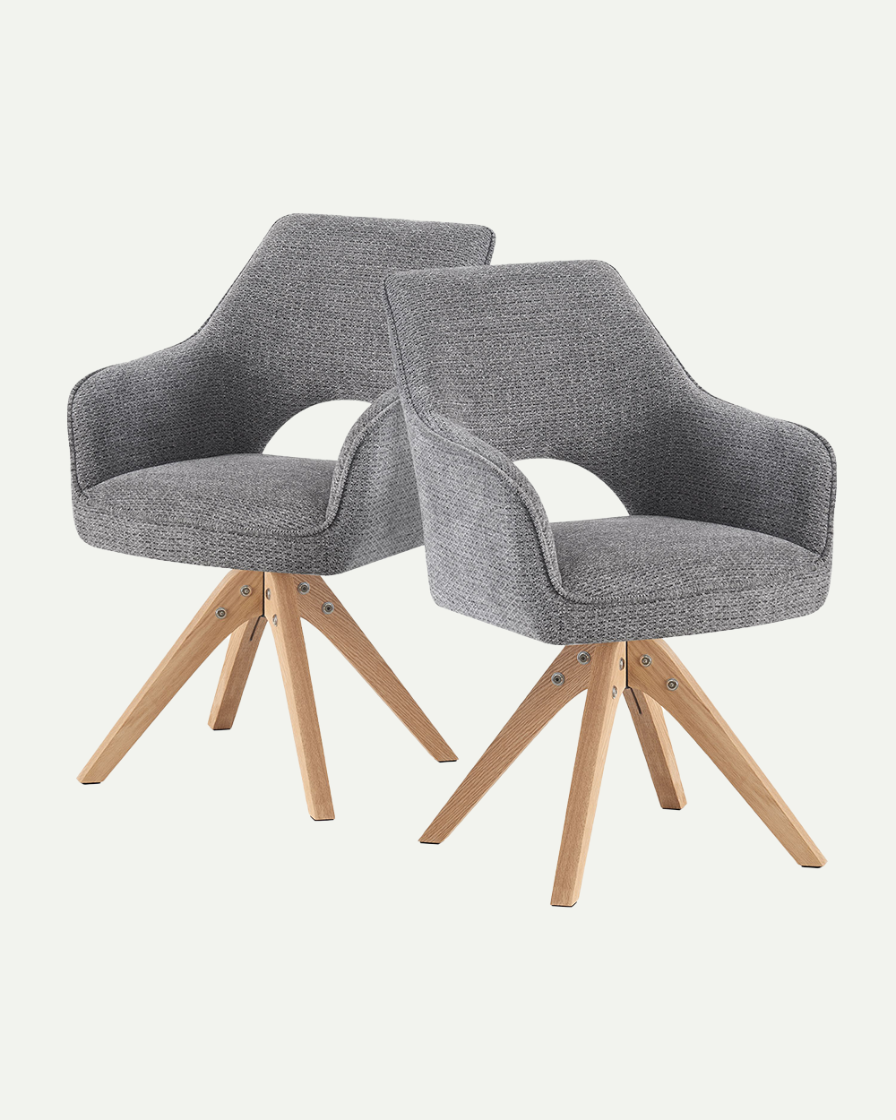 Esszimmerstühle THOMAS-LISA 2er Set | 360° drehbar | Massivholzgestell | DUBI Möbel