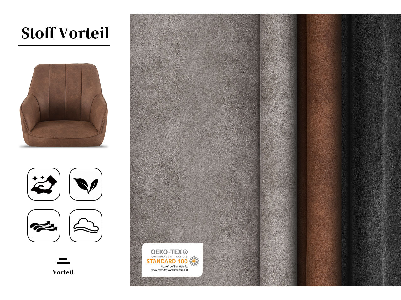 Esszimmerstühle THOMAS-AMIE 2er Set  | zeitloser Polsterstuhl mit Metallbeinen | DUBI Möbel