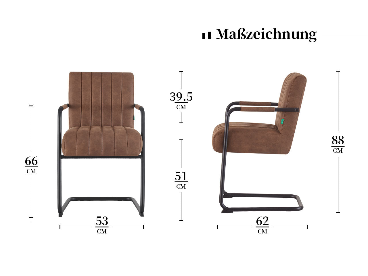 Maßbild für Chaise en porte-à-faux BEN (lot de 2) | B06 Grâce Dynamique