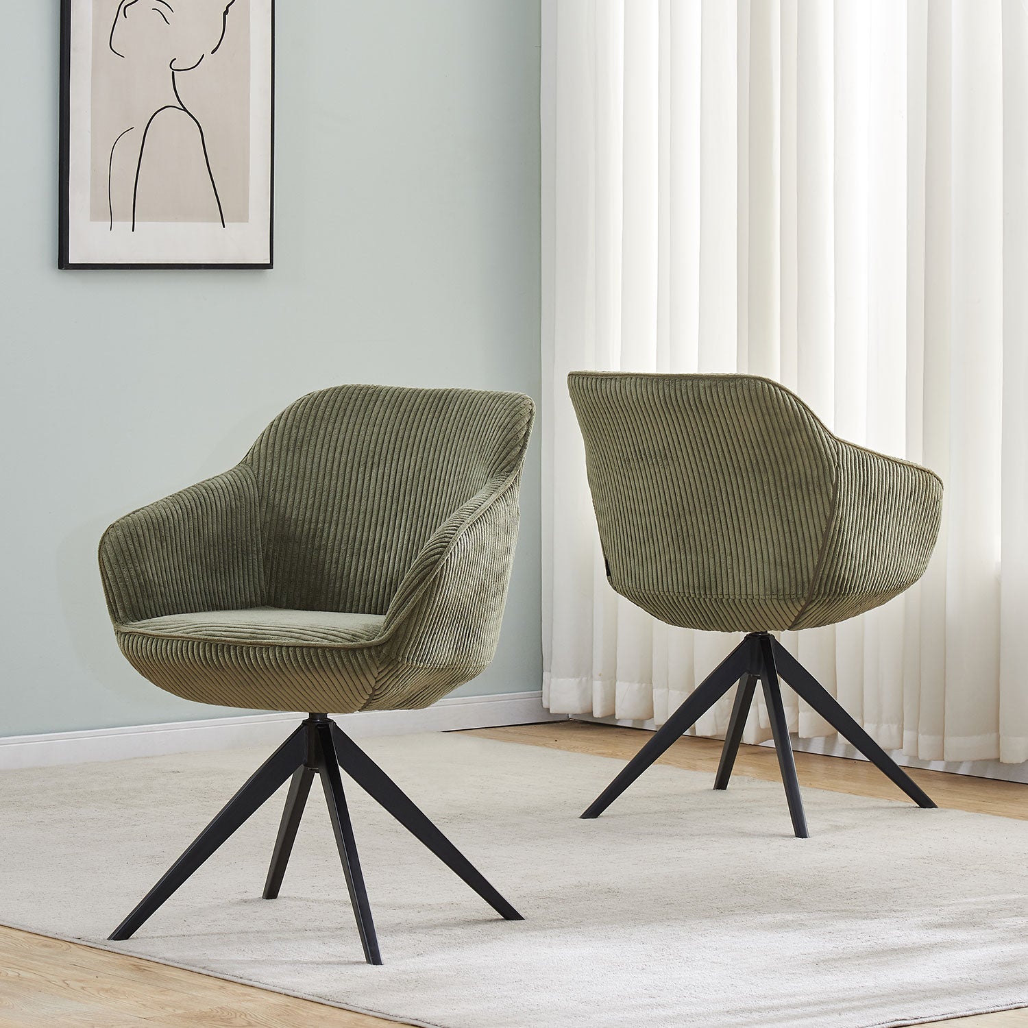 Esszimmerstuhl ARVIT – Drehbarer Stuhl mit Armlehnen & Cord oder Wildlederoptik | B&D home