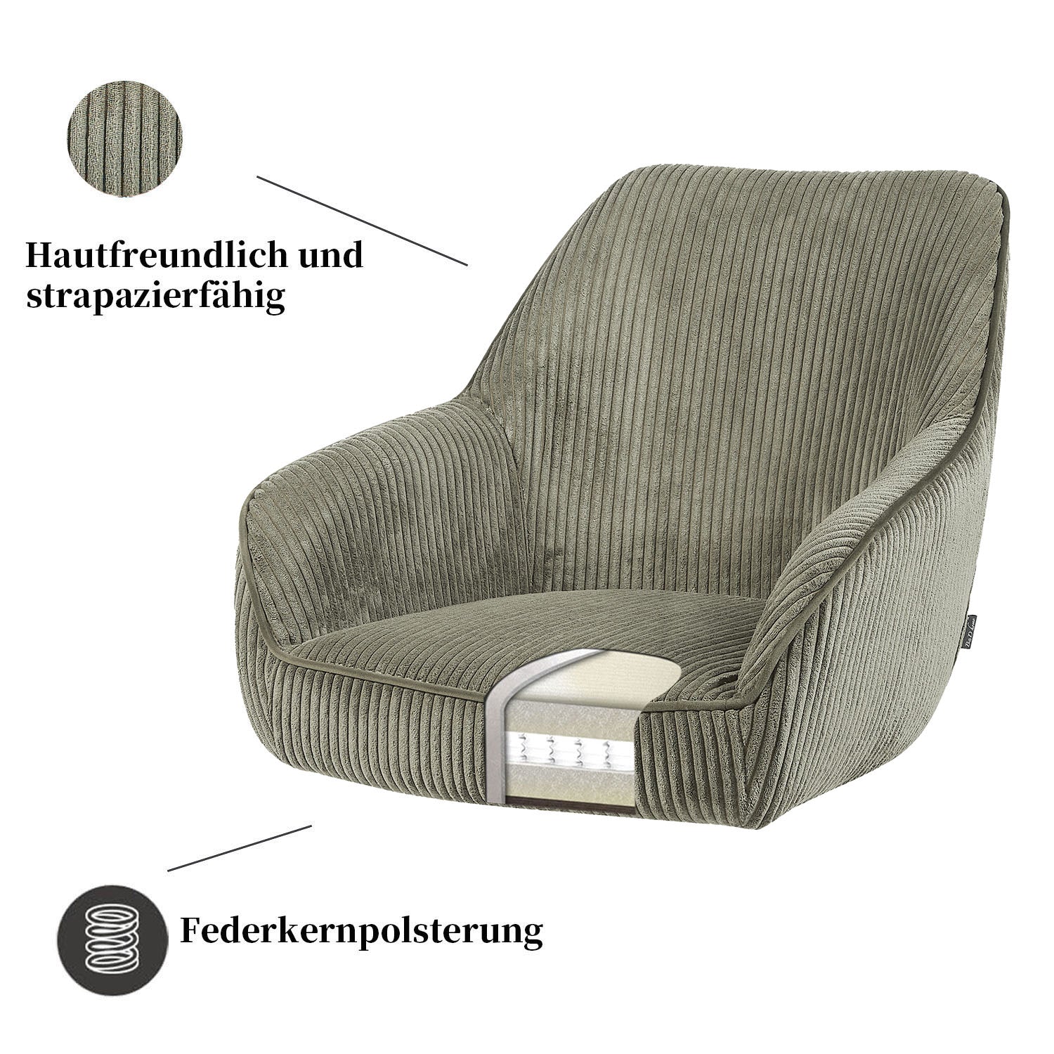 Esszimmerstuhl ARVIT – Drehbarer Stuhl mit Armlehnen & Federkernpolsterung