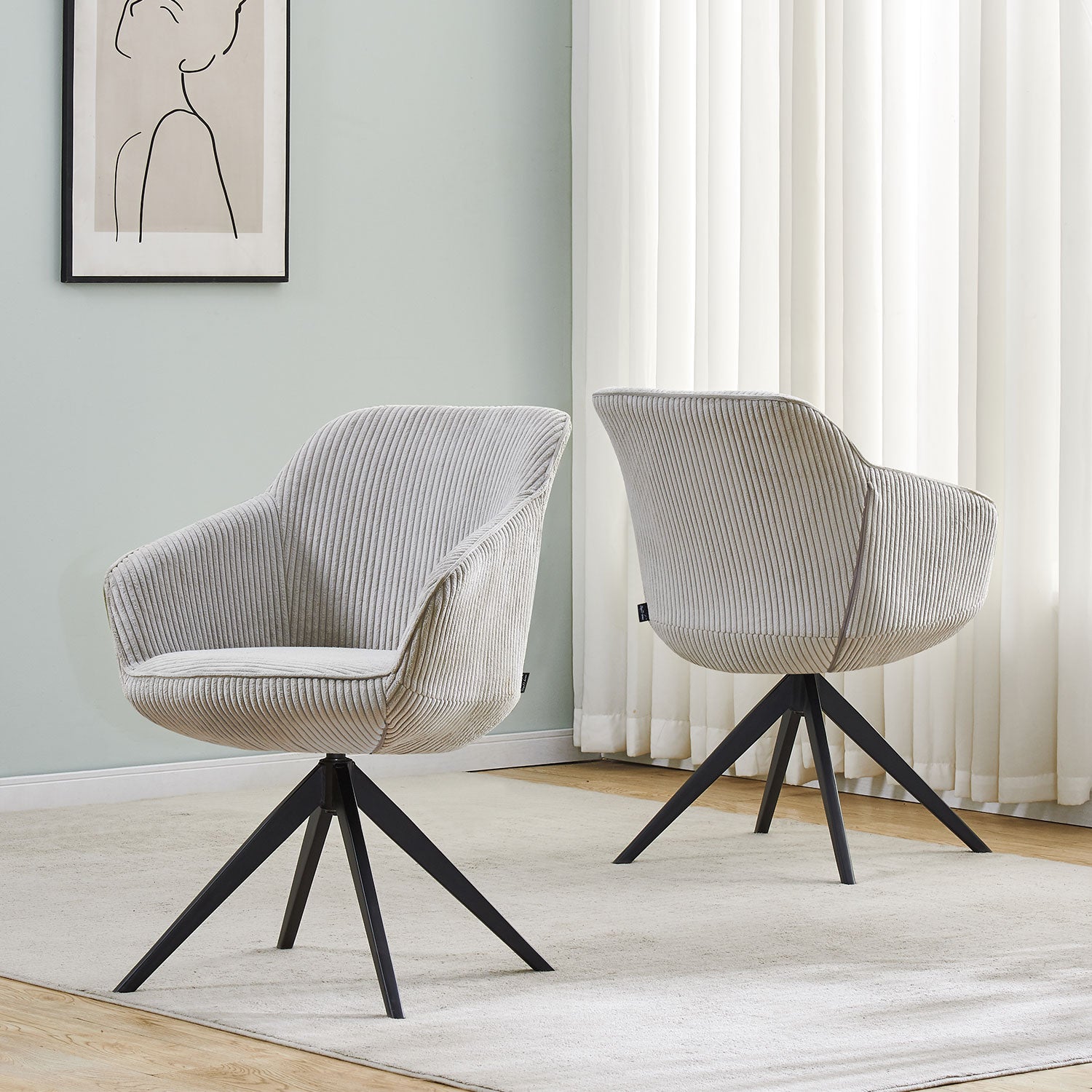 Esszimmerstuhl ARVIT – Drehbarer Stuhl mit Armlehnen & Cord oder Wildlederoptik | B&D home