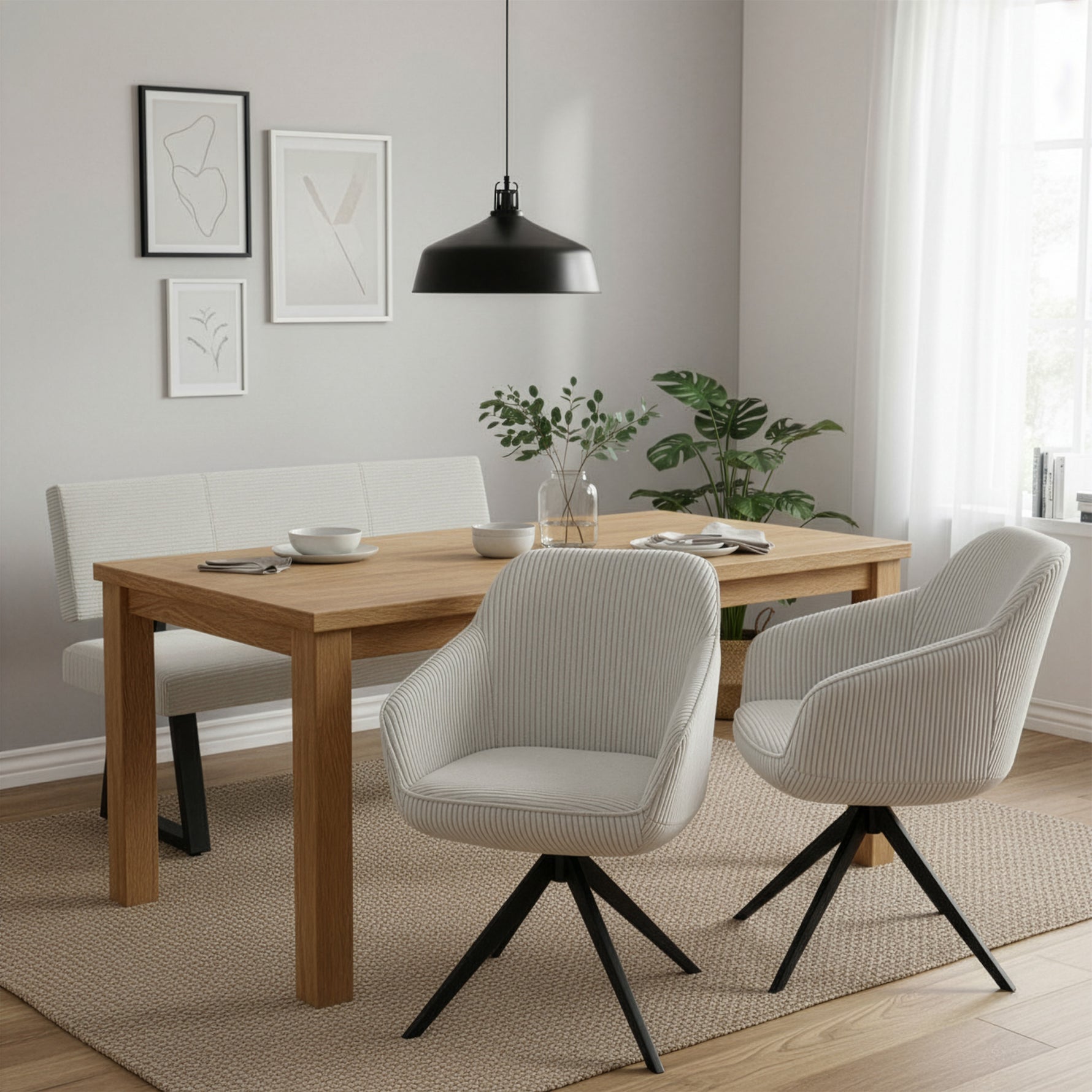 Esszimmerstuhl ARVIT – Drehbarer Stuhl mit Armlehnen & Cord oder Wildlederoptik | B&D home