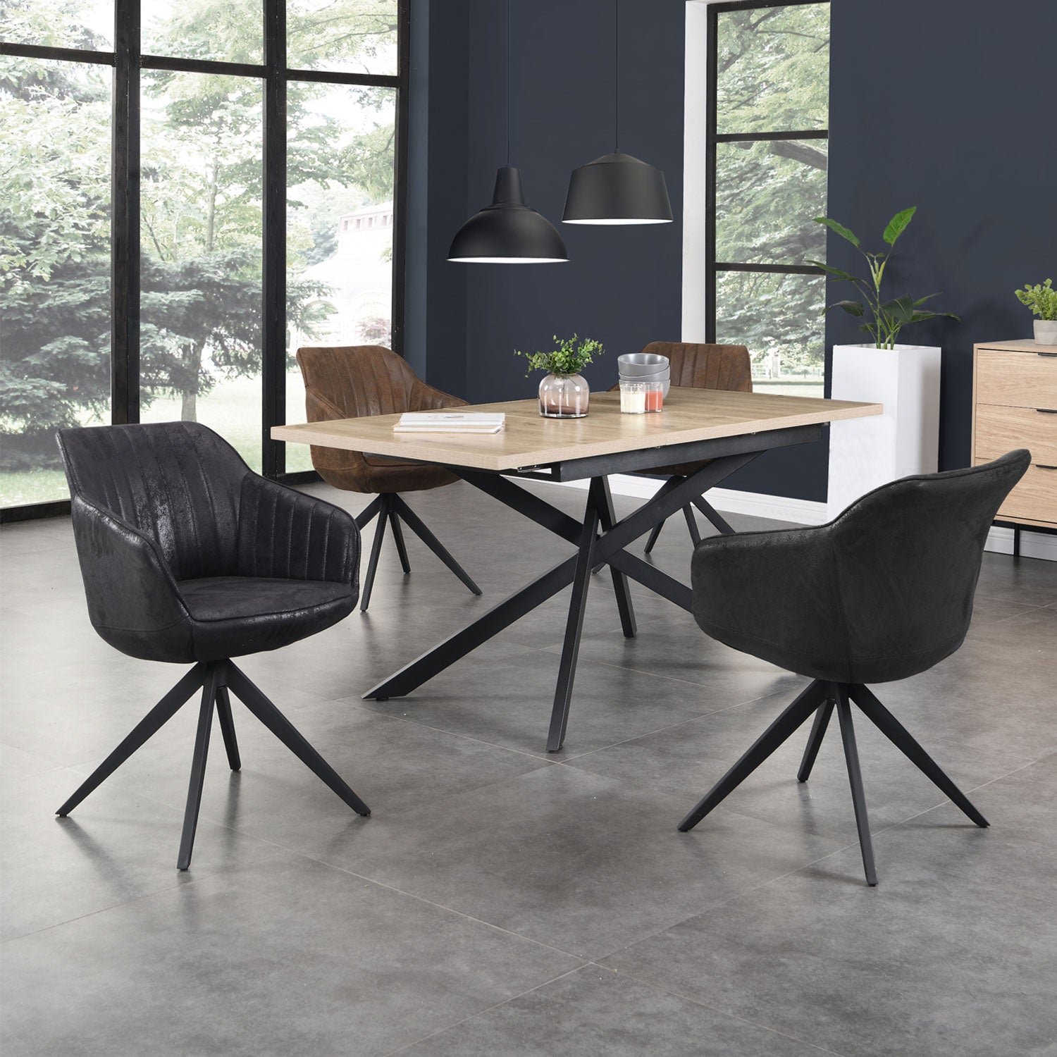 Esszimmerstuhl ARVIT – Drehbarer Stuhl mit Armlehnen & Cord oder Wildlederoptik | B&D home