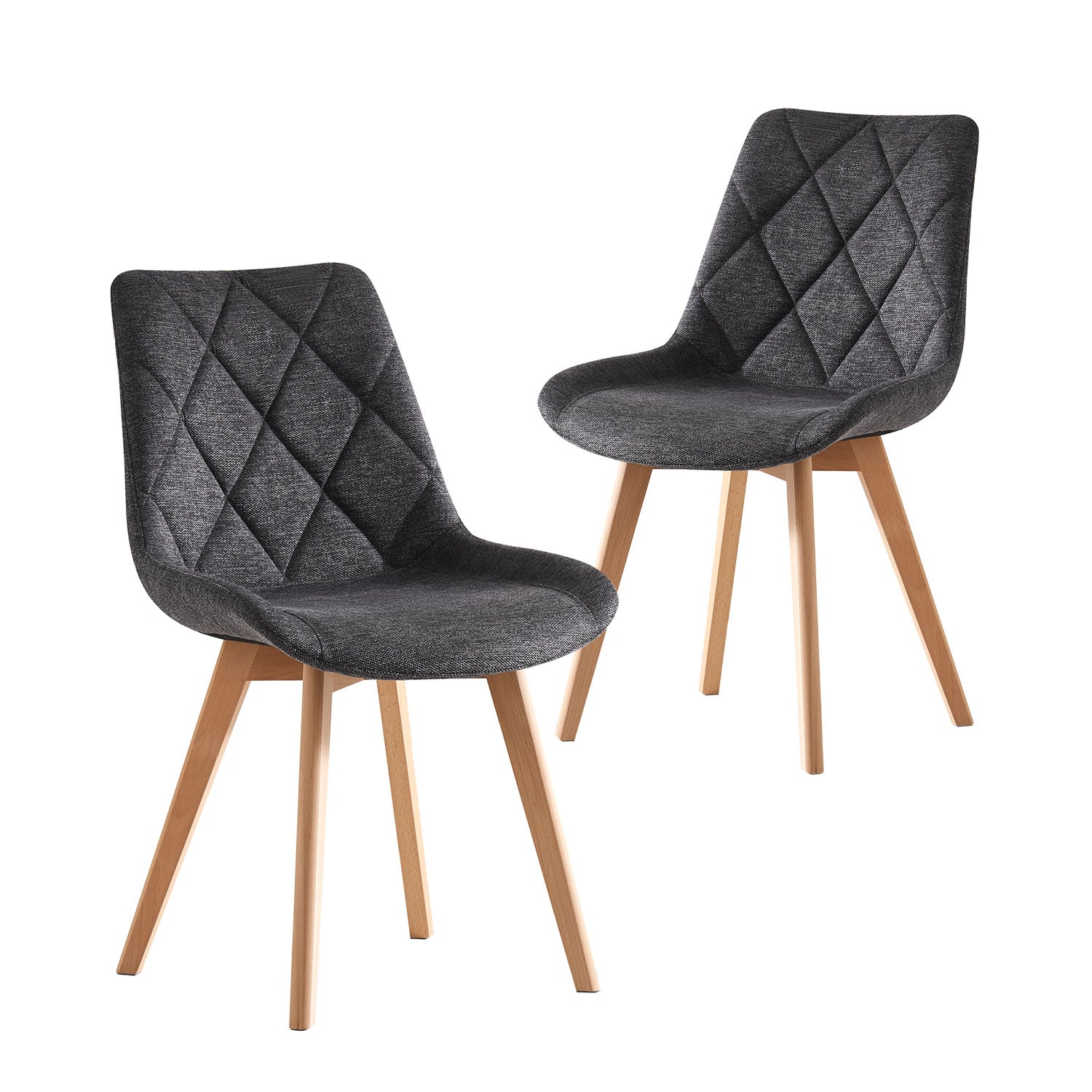 Esszimmerstühle 2er Set TANIA – Polsterstuhl mit Steppung & Holzbeinen