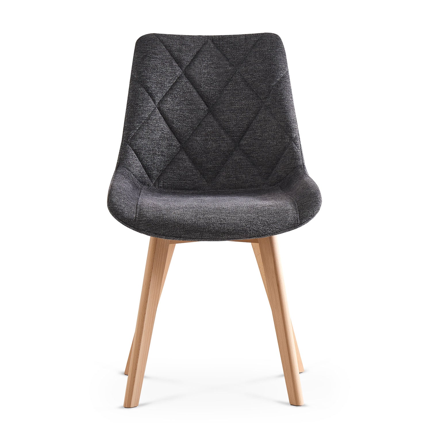 Esszimmerstühle 2er Set TANIA – Polsterstuhl mit Steppung & Holzbeinen