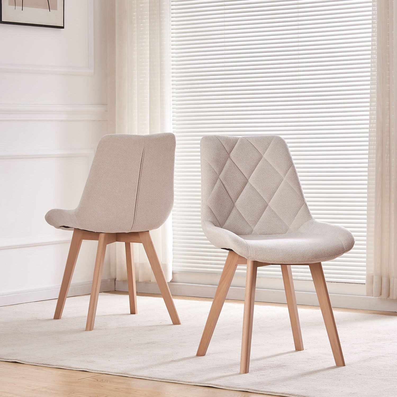 Esszimmerstühle 2er Set TANIA – Polsterstuhl mit Steppung & Holzbeinen