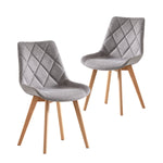 Esszimmerstühle 2er Set TANIA – Polsterstuhl mit Steppung & Holzbeinen