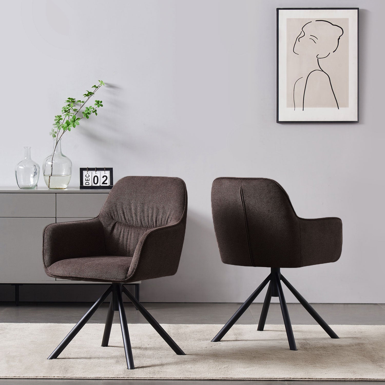 LATONA – Drehbarer Polsterstuhl mit Armlehne & Metallgestell