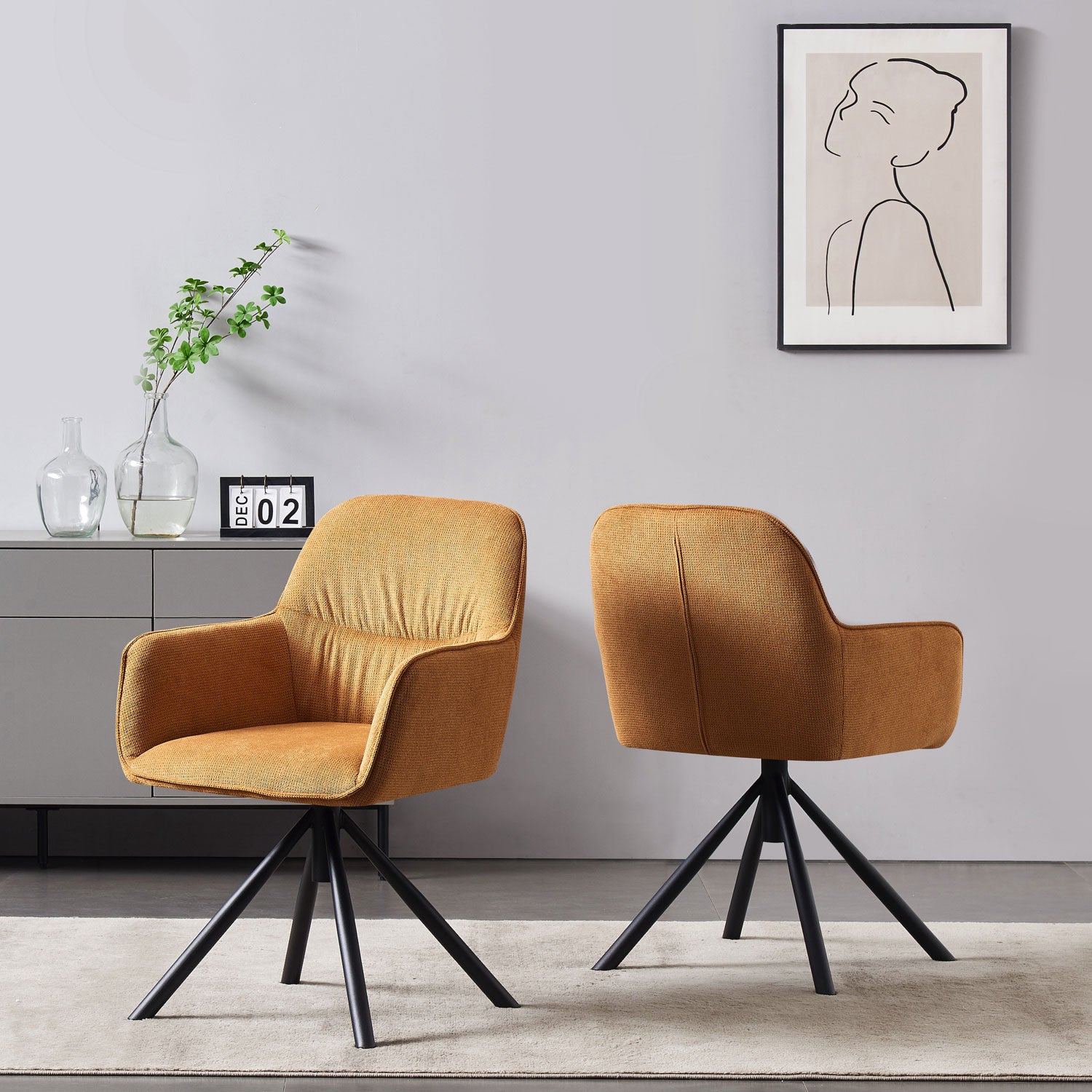 LATONA – Drehbarer Polsterstuhl mit Armlehne & Metallgestell