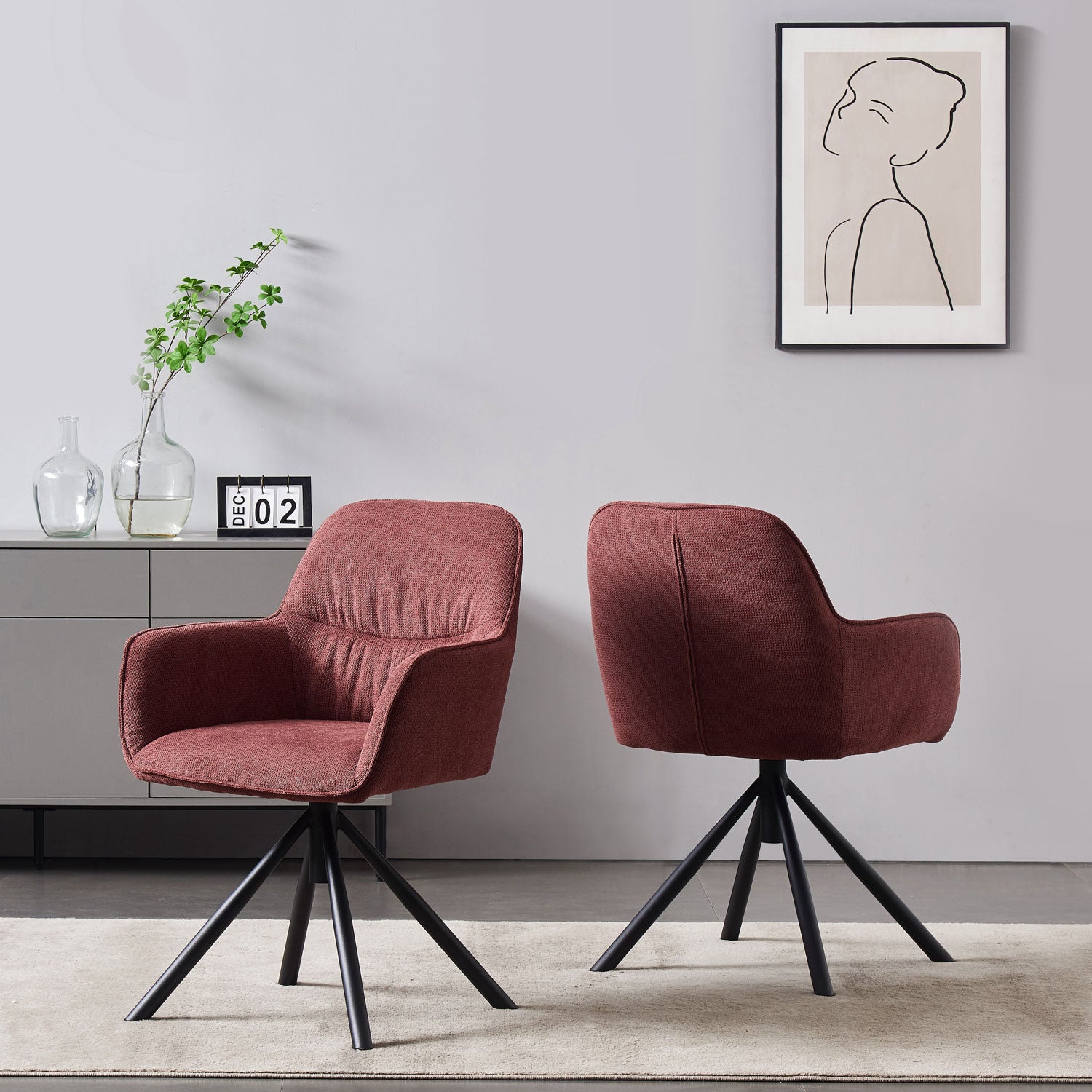 LATONA – Drehbarer Polsterstuhl mit Armlehne & Metallgestell